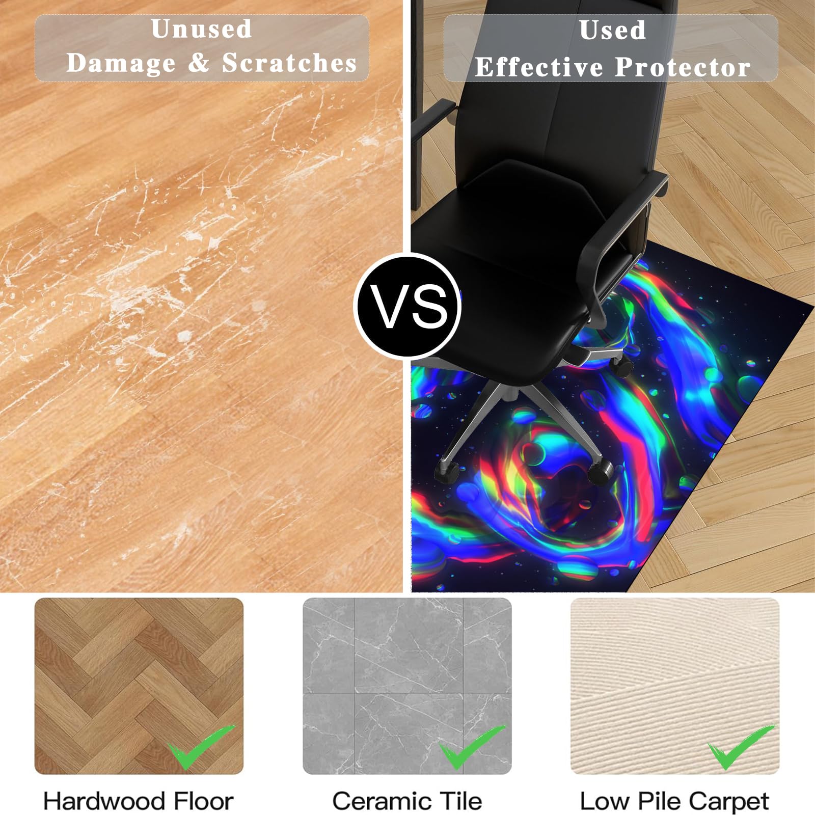 Protector Suelo Silla Ruedas Alfombra Silla Escritorio Antideslizante Alfombra Silla Gaming Alfombra Oficina para Silla con Ruedas Alfombra Protectora Suelo Silla Alfombra Gamer 100 x 140 cm