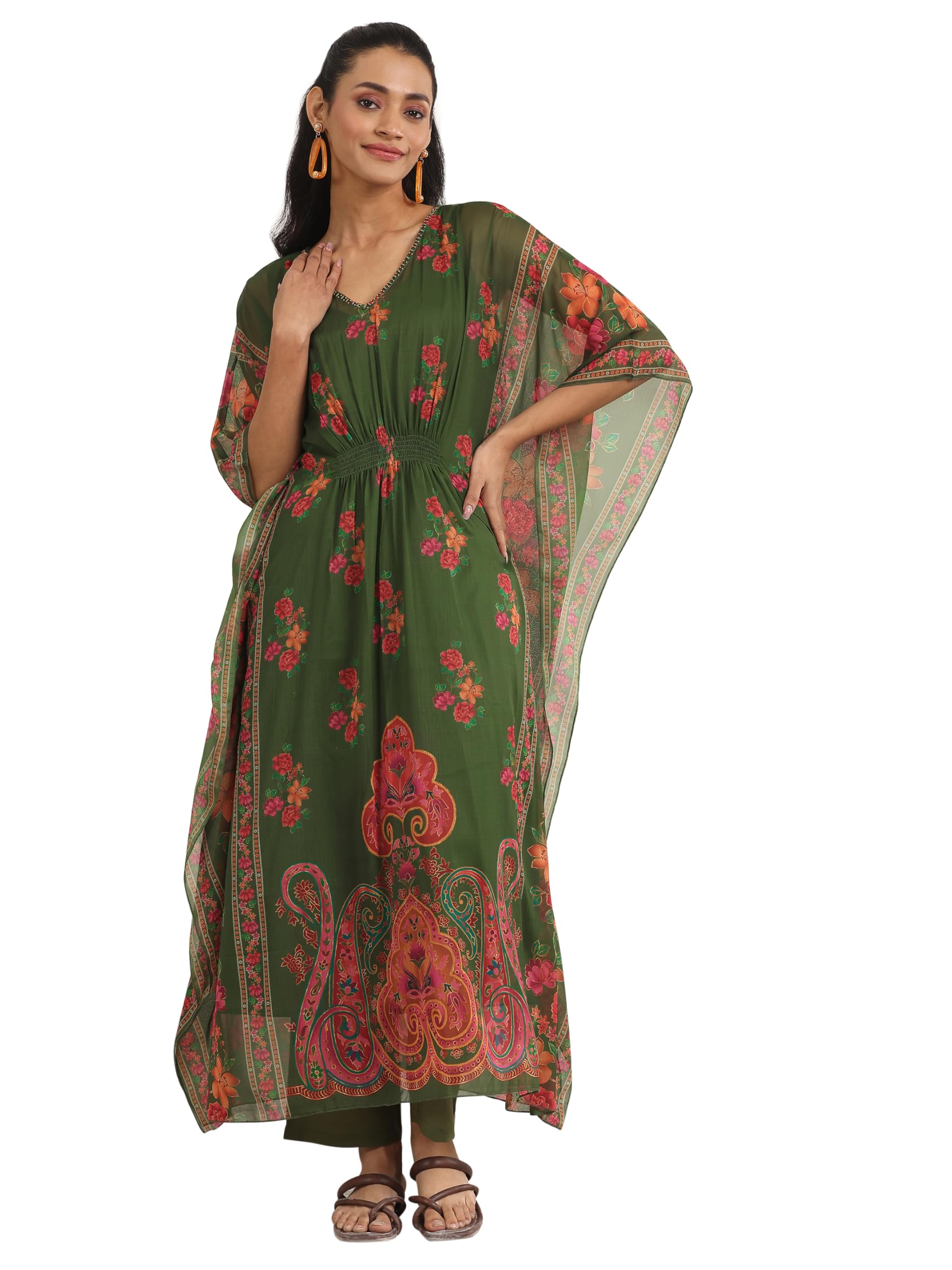 libas Printed Chiffon Kaftan Kurta With Trouser-picture-24