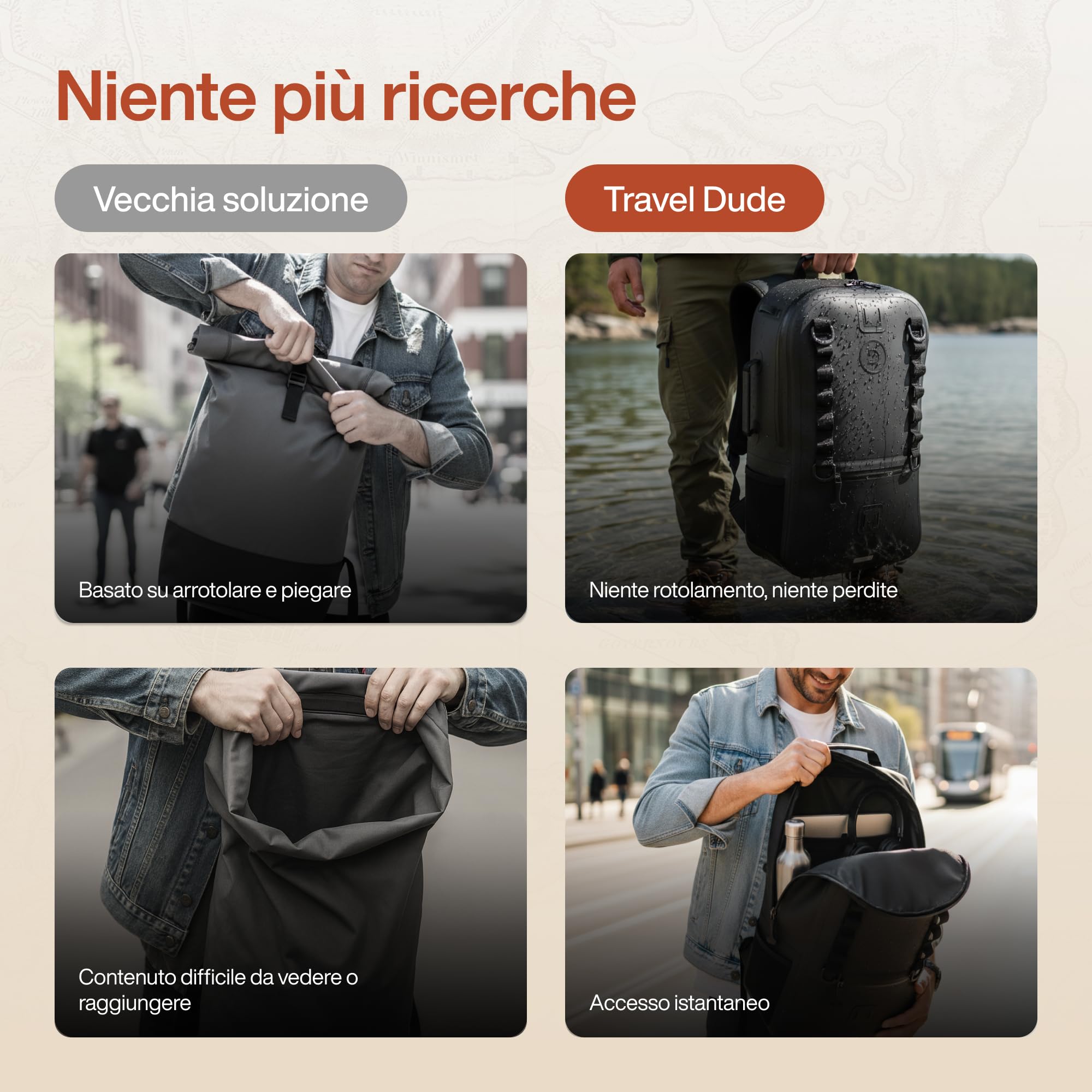 Travel Dude Zaino impermeabile da 15 l – Dry Bag zaino da uomo, rolltop con cerniera airtight – impermeabile per bicicletta, zaino da spiaggia e zaino da escursionismo