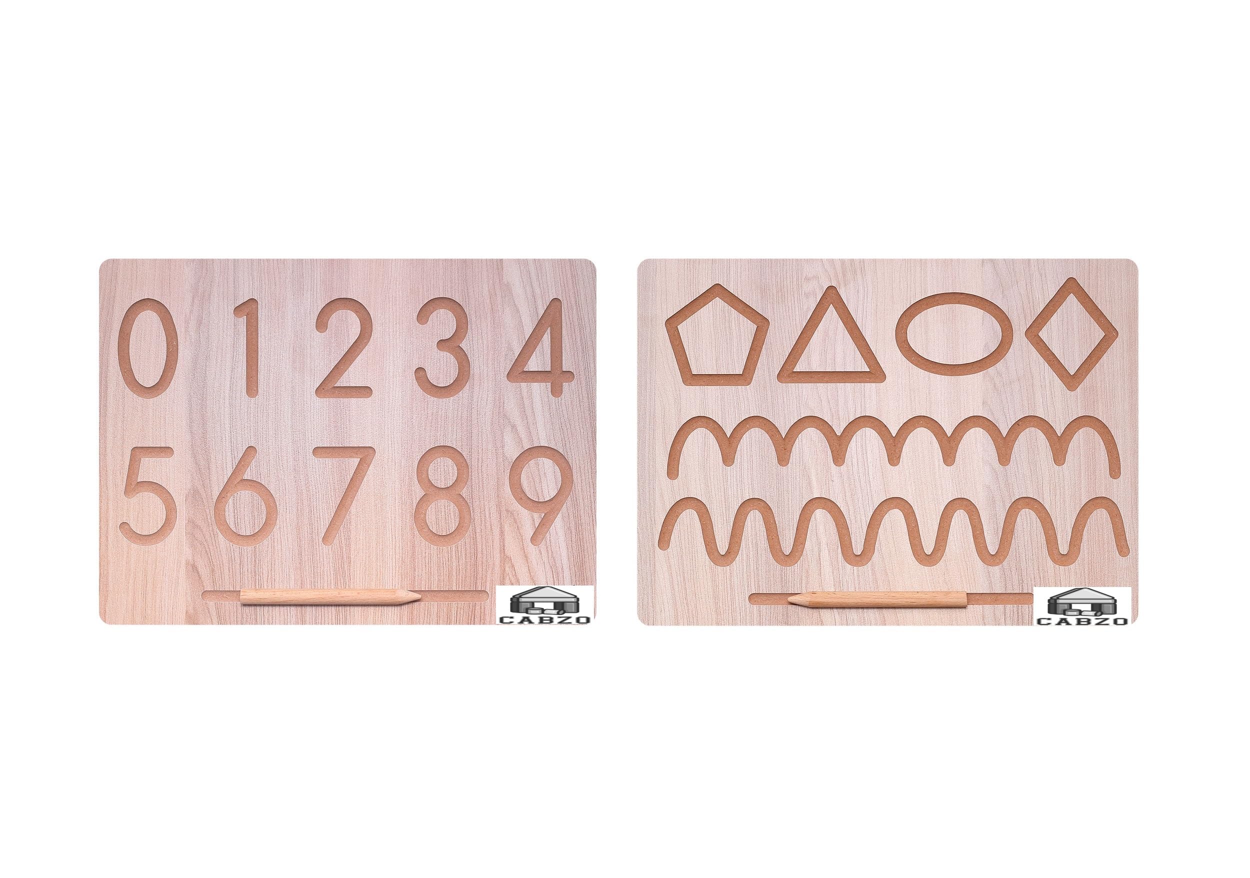 CABZO Wooden Learning Board: Alphabet, Numbers Design, and Puzzle with Included Practice Pencil for Learning (Number & Pattern) (B0CV5D3BM3) Amazon Price History, Amazon Price Tracker