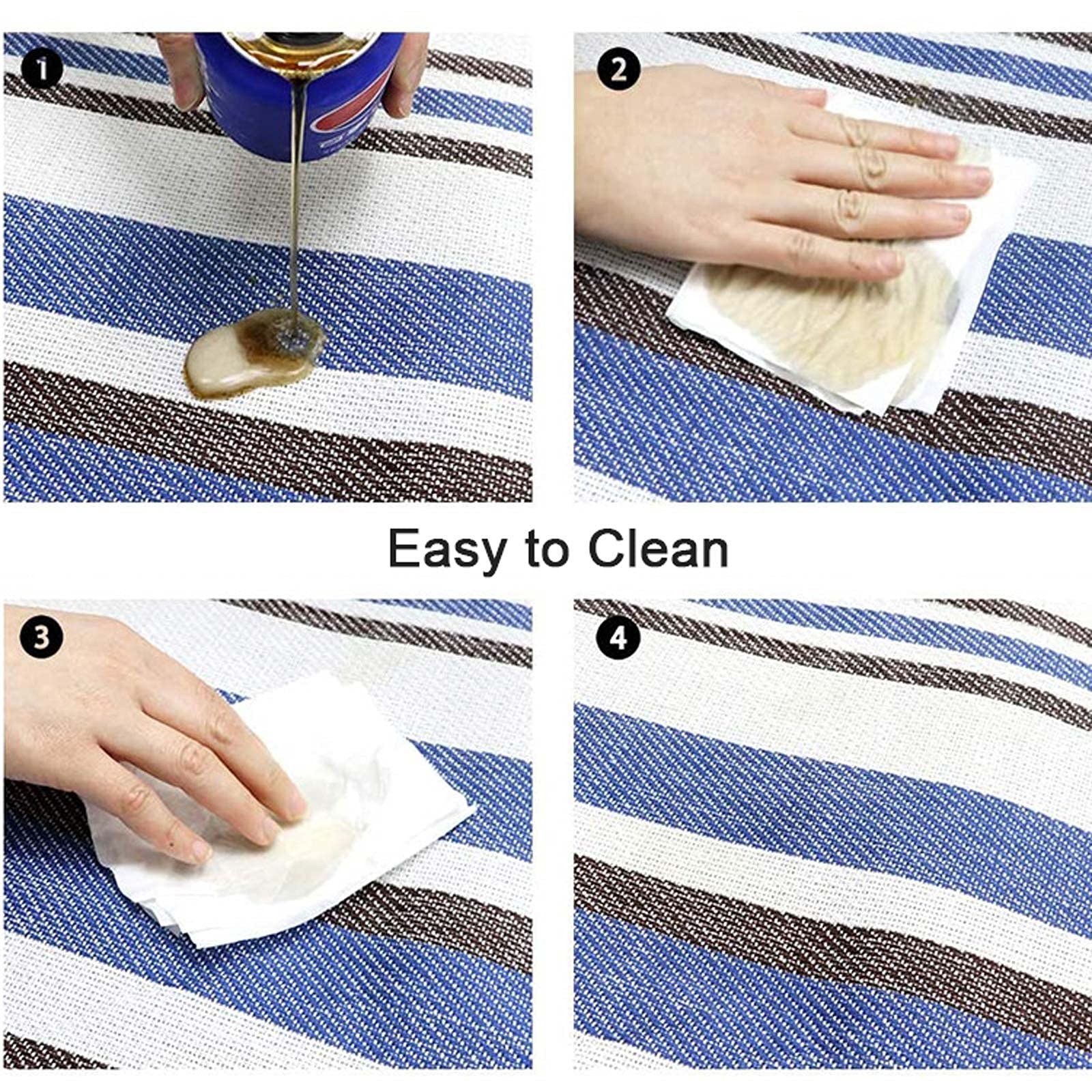 Couverture de Pique-Nique Imperméable, 200x200 CM Portable Tapis Pique Niques, Natte de Plage Nappe Picnic pour Jardin Extérieur (Color : Blue Stripe)