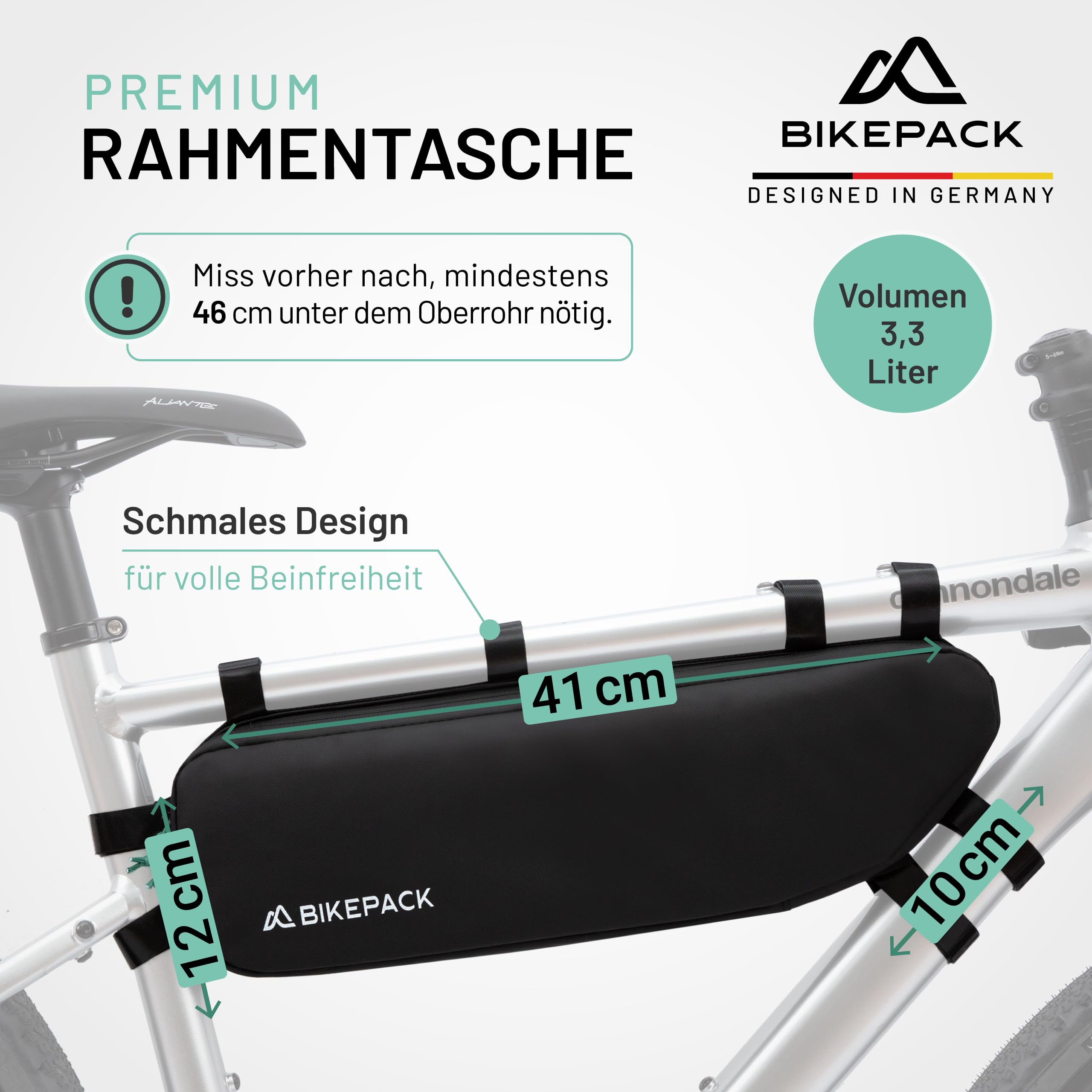 BIKEPACK Tourer Bundle – Lenkertasche, Rahmentasche und Satteltaschen für Fahrrad - Bikepacking Taschen - Gravelbike Zubehör - 100% wasserdicht - insgesamt 28 Liter Stauraum