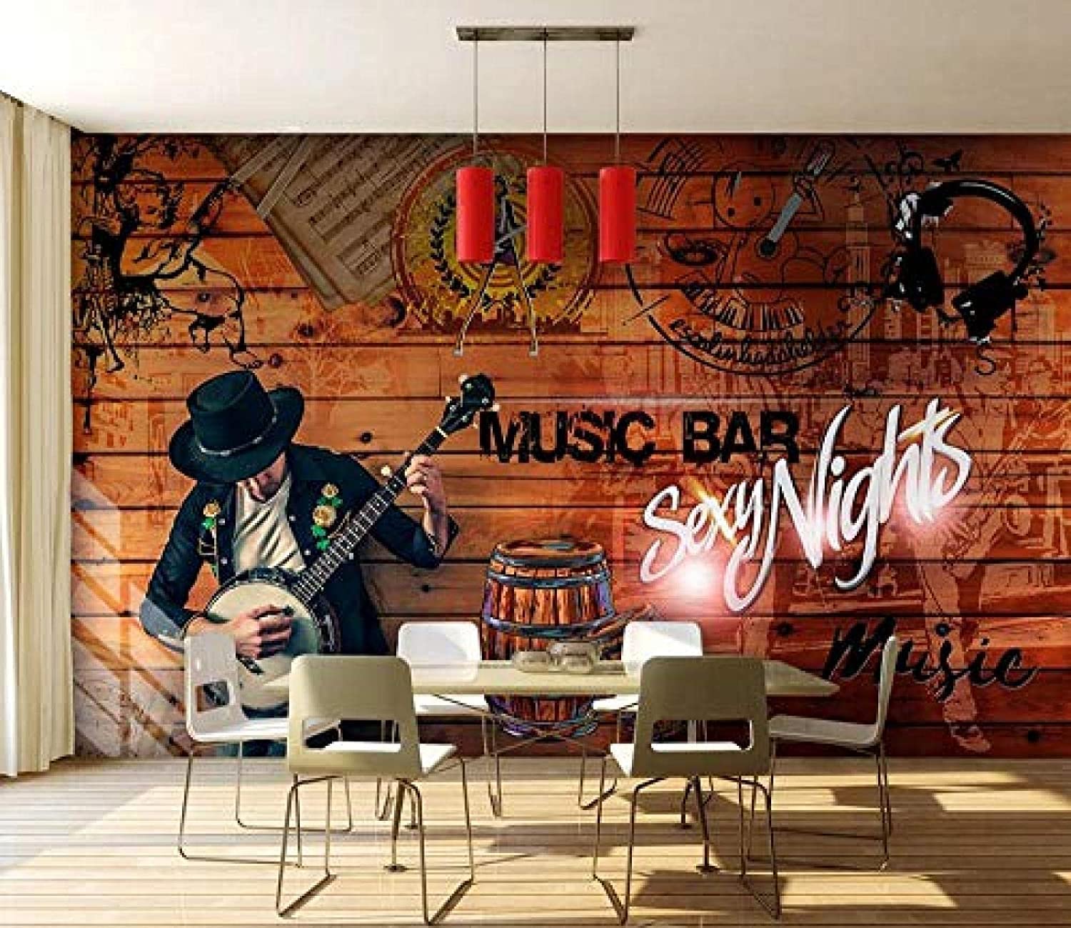 Papel Pintado Mural De Pared Garabato, Barra De Música Autoadhesivo Extraíble Peel & Stick Decoración De Pared Hogar Artesanía Pared Calcomanía Cartel De Pared Pegatina Para S 250(ancho)x175(alto)cm