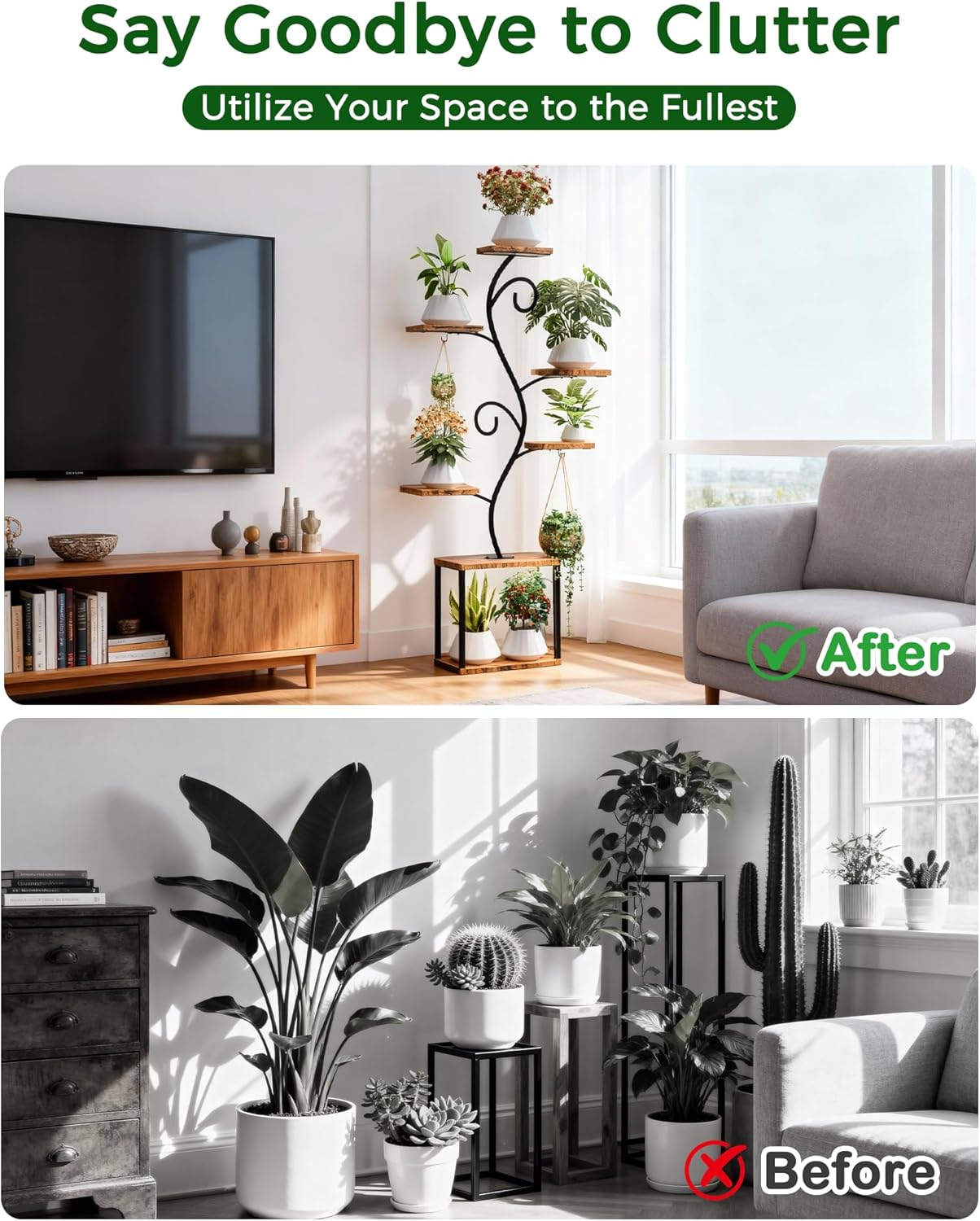 64" Plant Stand Indoor with Grow Lights, Plant Shelf Indoor,7 Tiered Indoor Plant Shelf, Corner Plant Stands for Indoor Plants
