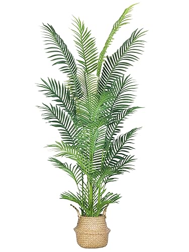 HAIHONG 6FT Artificial Palm Tree,Faux Areca Palm Plant with Real Touch Leaves and Adjustable Branches,Fake Tropical Palm Tree for Home Office Indoor Outdoor Modern Decoration - 6FT-1Pack - Areca Palm Plant