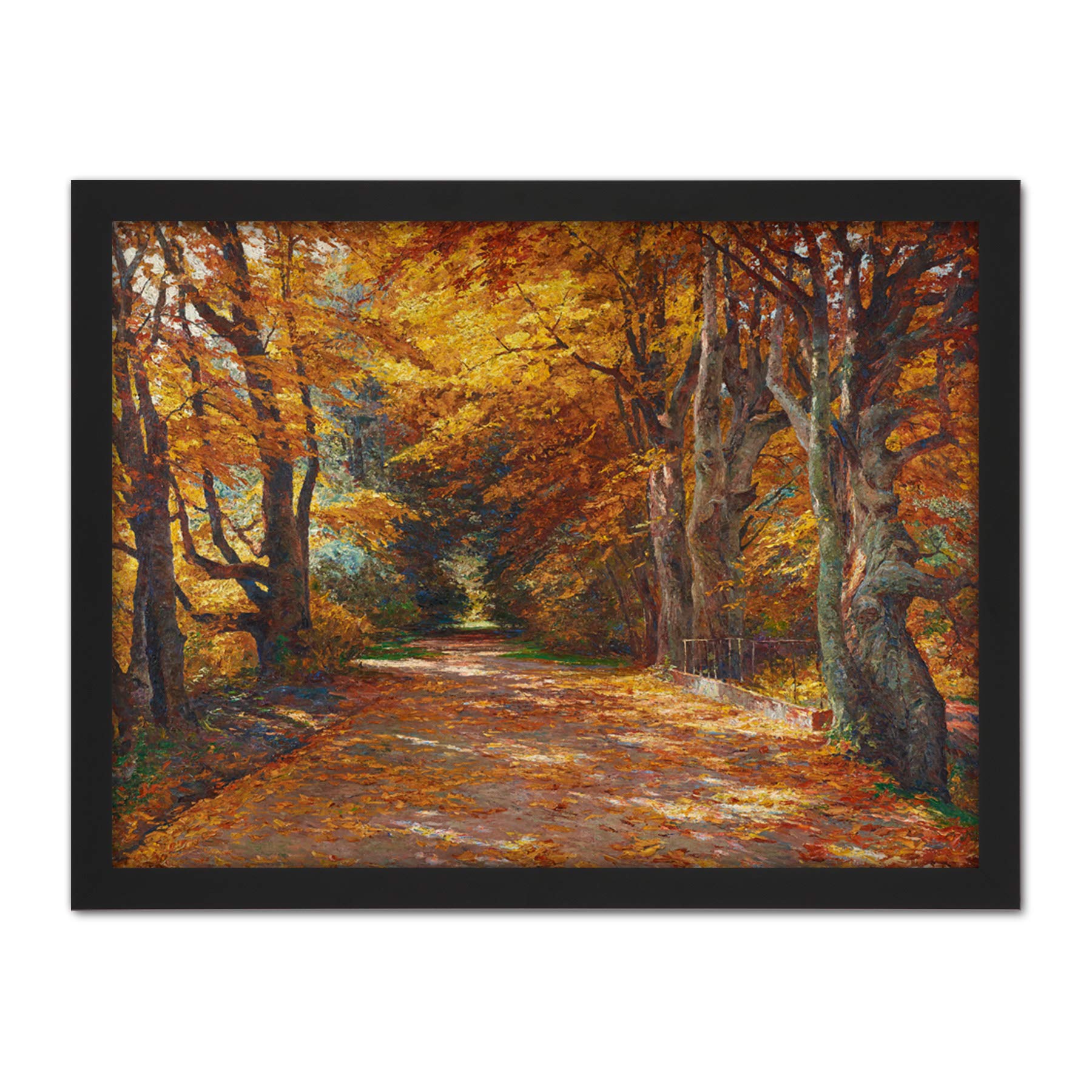 Artery8 Florian Praterallee Autumn Vienna Trees Painting Artwork Framed Wall Art Print 18X24 Inch