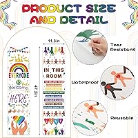 Vista 2 de Letrero de bienvenida para aula, diseño de arco iris, decoración de aula con texto en inglés "Everyone Is Welcome para puerta, tablón de anuncios