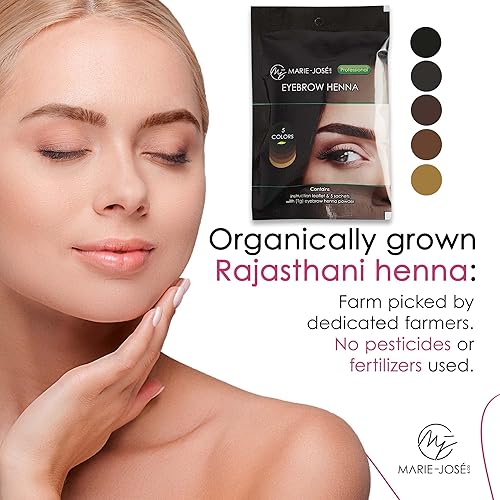 Miniatura 2 de Marie-José & Co Tinte para cejas de henna marrón claro, cejas para coloración puntual, polvo de cejas de larga duración, a prueba de agua y manchas,