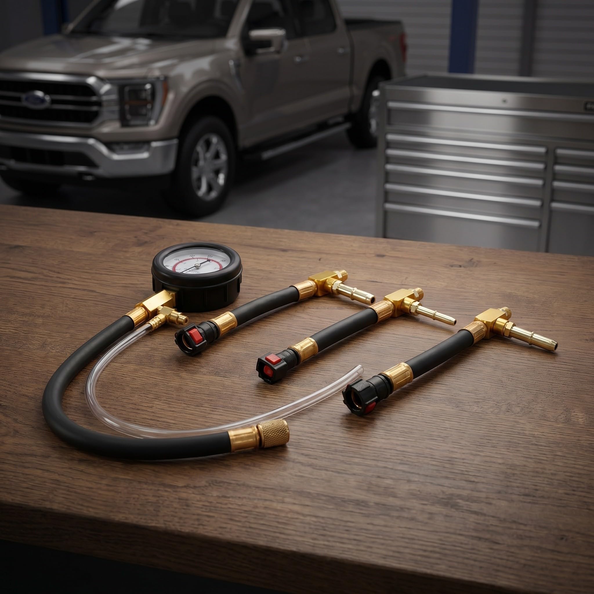 TEHAUX Set Manometro Pressione Carburante 0 100 Psi per Auto a Gas | Doppia Scala 0 7 Bar, Raccordi 6,30 7,89 9,49mm, Diagnosi Guasti Regolatore e Cali
