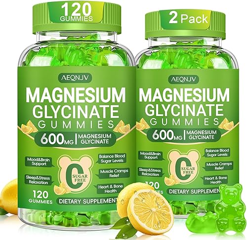 Miniatura 19 de Gomitas de glicinato de magnesio de 600 mg de alta absorción, glicinato de magnesio para mujeres y hombres con vitamina D, B6 y CoQ10 para adultos