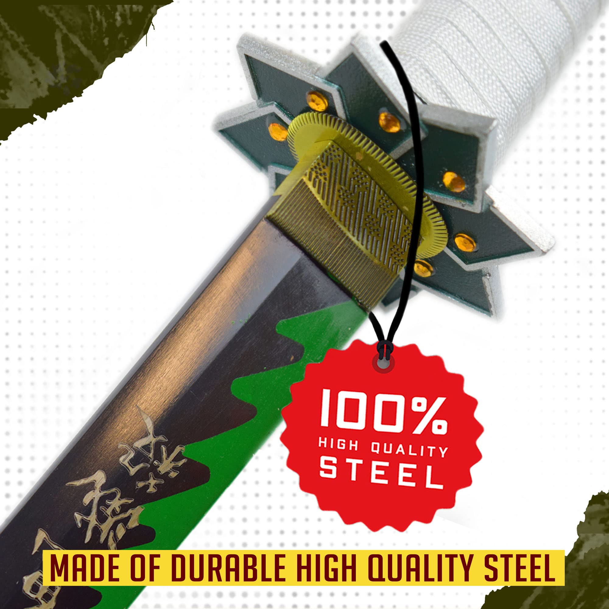 Demon Slayer Kimetsu no Yaiba Shinazugawa Sanemi Nichirin Schwert - Handgeschmiedetes Carbon Stahl Katana mit Scheide 103cm für Cosplay