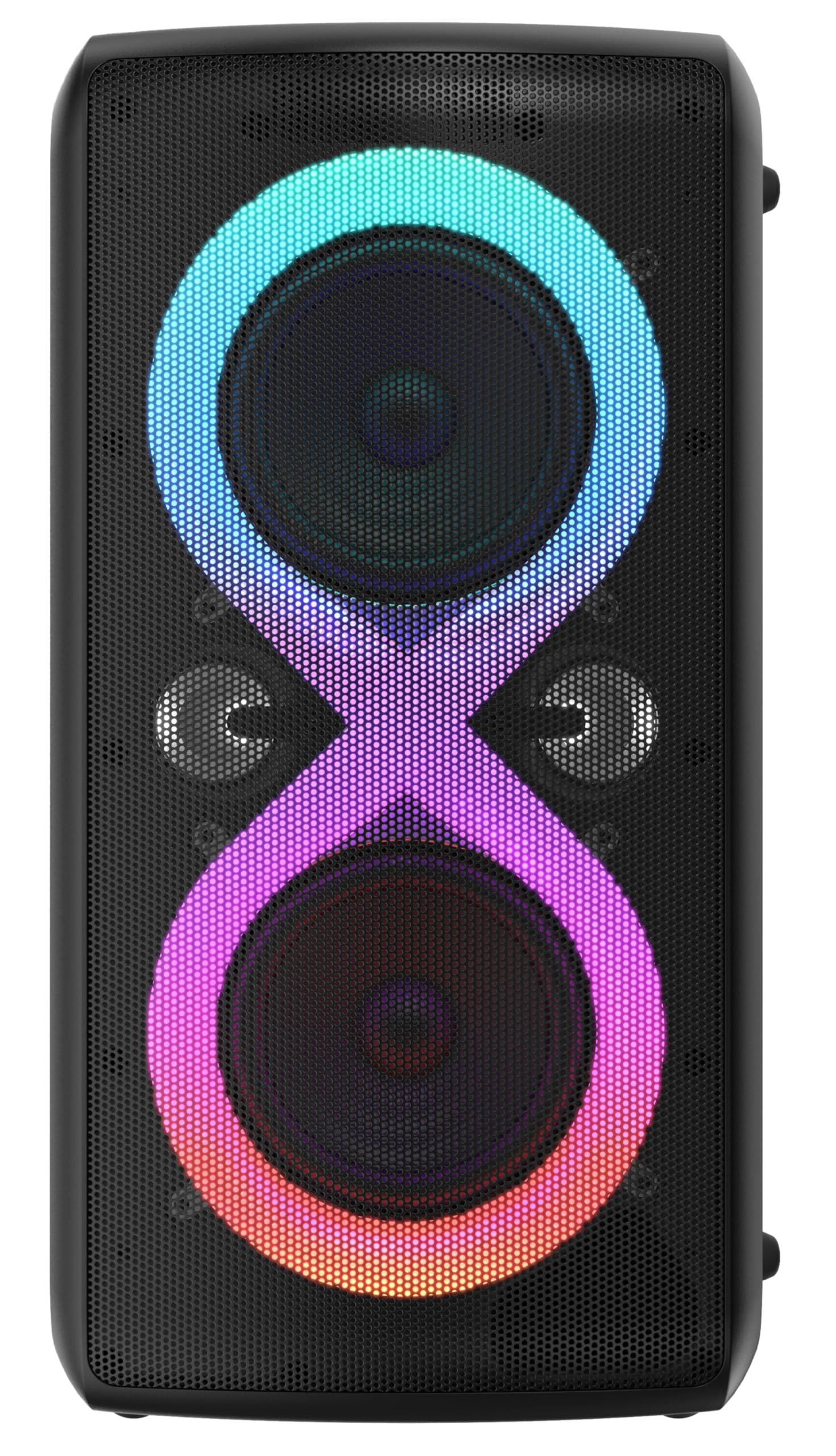 Majestic FIRE 90 – Speaker Wireless audio 5.3, Luci LED 7 effetti, ingressi USB/Micro SD/AUX/Mic/Chitarra, Uscita Monitor, Funzione Karaoke, Batteria ricaricabile, Impugnatura per il trasporto