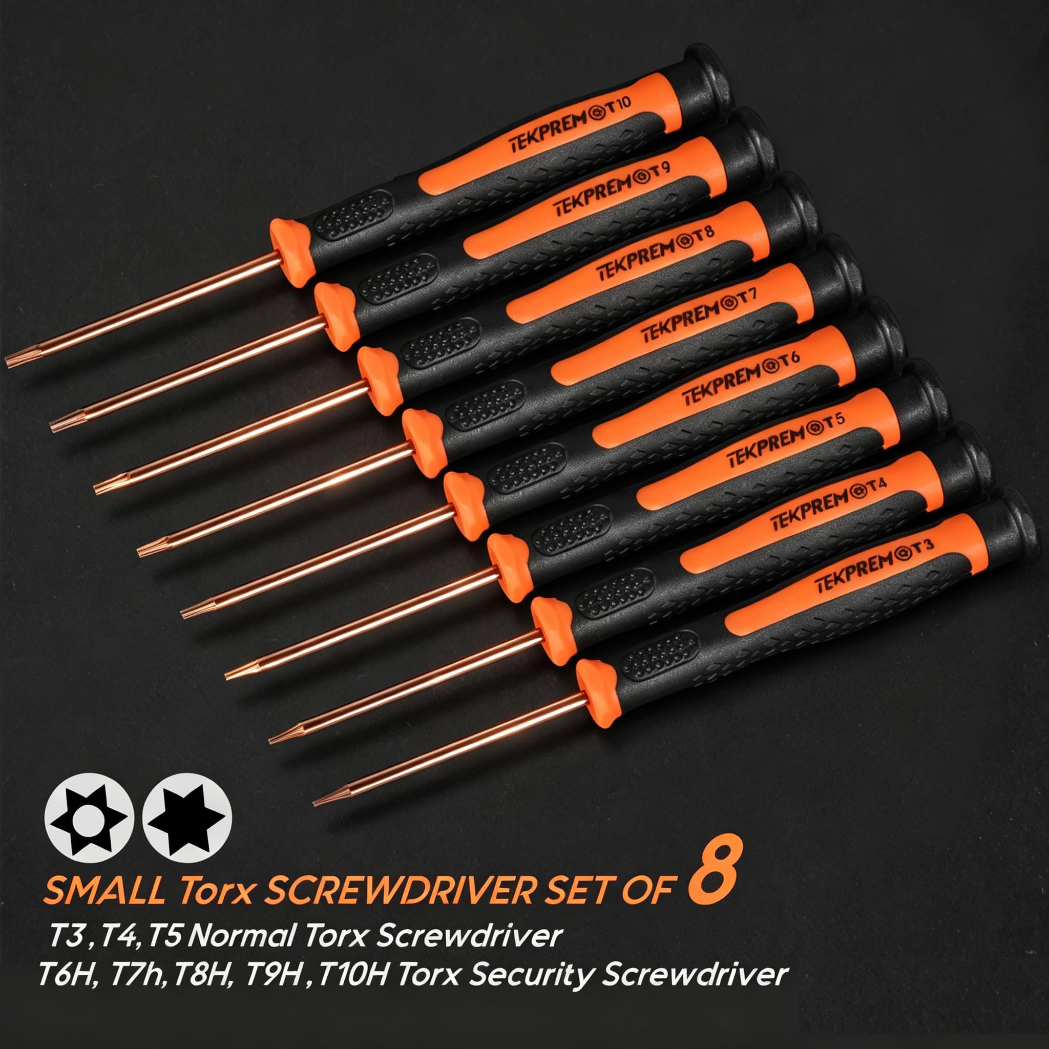 TEKPREM Mały zestaw wkrętaków Torx 8 w 1 z bitami zabezpieczającymi T3, T4, T5, T6, T7, T8, T9, T10, Torx, kompletny zestaw naprawczy Star do Apple, Macbooka, Mac mini, Xbox One, Xbox360, PS3, PS4,