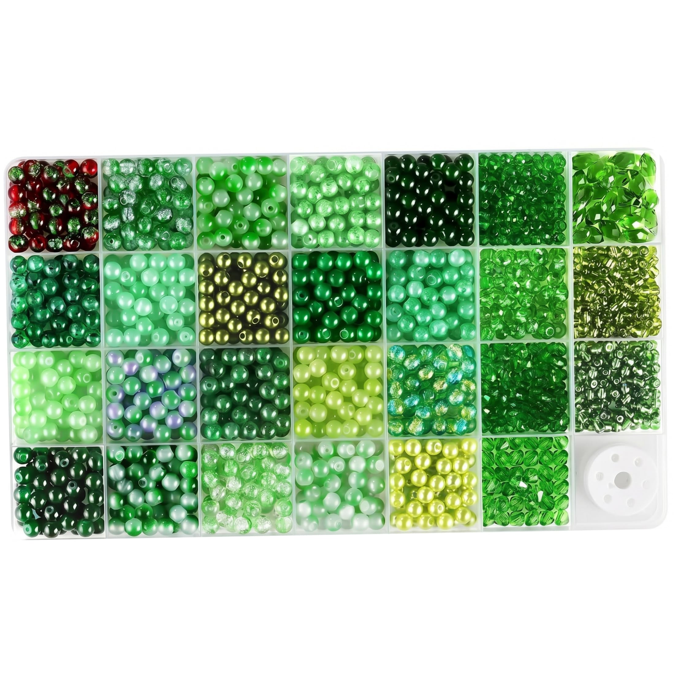 1000 perles de verre vertes en 20 styles avec fil élastique pour la création de bijoux DIY