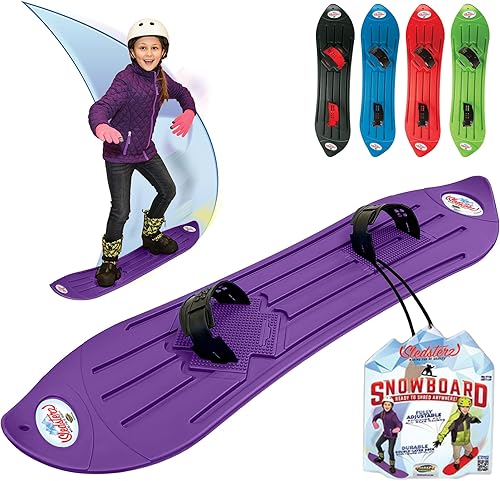 The Original Geospace Sledsterz Kids - Snowboard para principiantes para diversión de invierno en la nieve, con fijaciones ajustables Step para