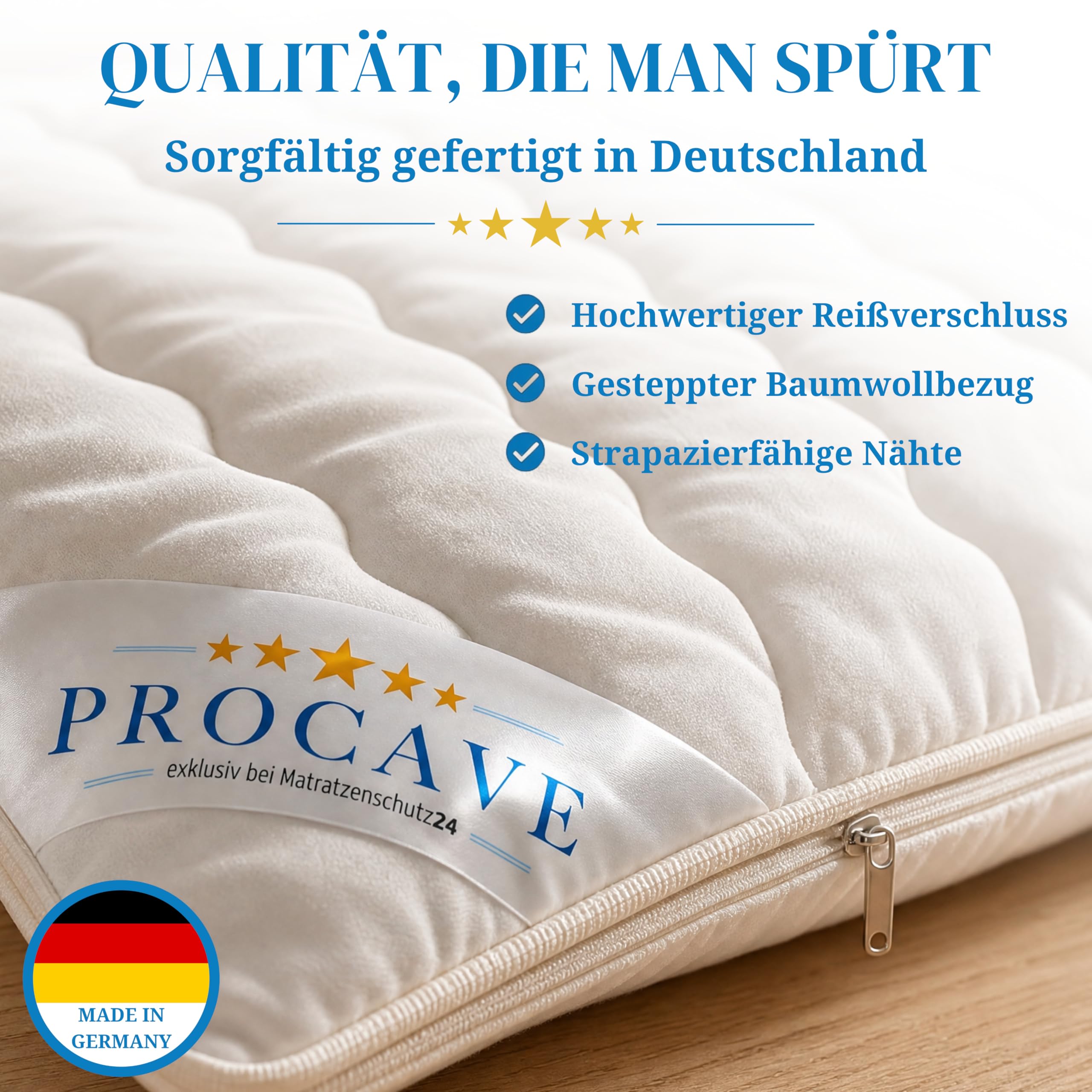 PROCAVE Dinkelkissen 40x80cm, Made in Germany, atmungsaktives Kissen mit Dinkel-Spelz, Körner-Kopf-Kissen mit waschbarem Bezug aus Baumwolle