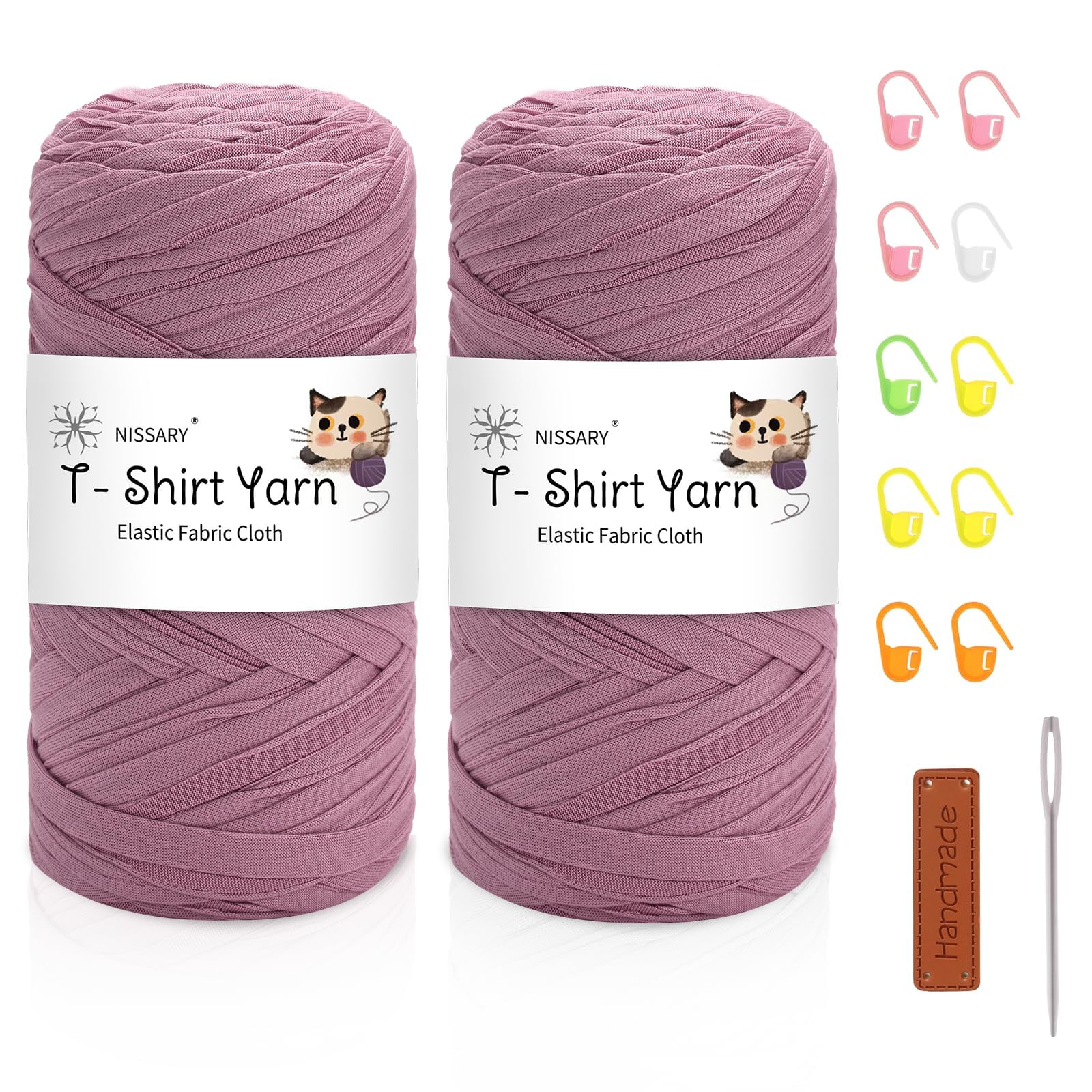 Nissary T Shirt Yarn for Crocheting 2 Pack 200g - Crochet Yarn Thick Includes 10mm Hook & Accessories - Ideal for DIY Tote Bags, Cushions, Chunky Blankets & Home Decor Projects — image 1
