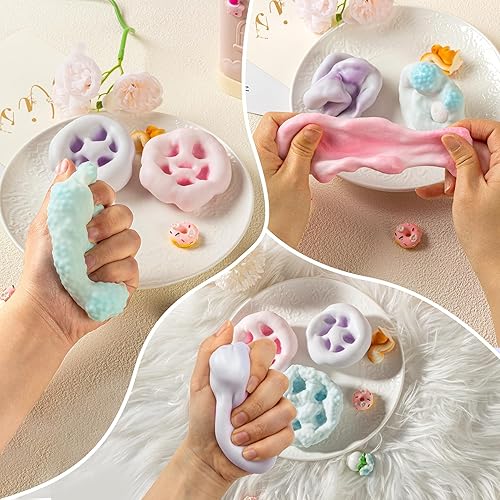 Miniatura 6 de ZIFTY Paquete de 3 bolas de estrés para adultos Smoothie Squishy Balls en 3 materiales para aliviar el estrés sensorial, alivio del estrés, juguetes