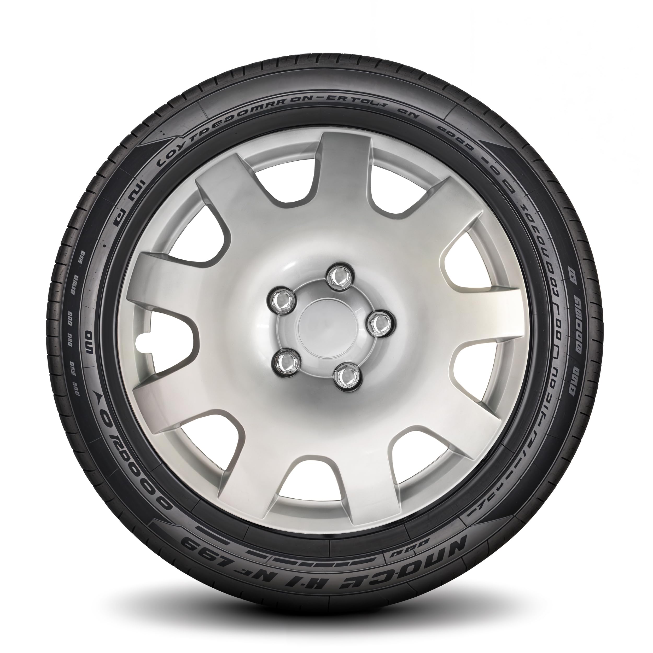 LYDS Crown Silver Universal 15 inch Premium ABS Hubcap Wheel Cover Replacement Set of 4 - JWC-15S-BX