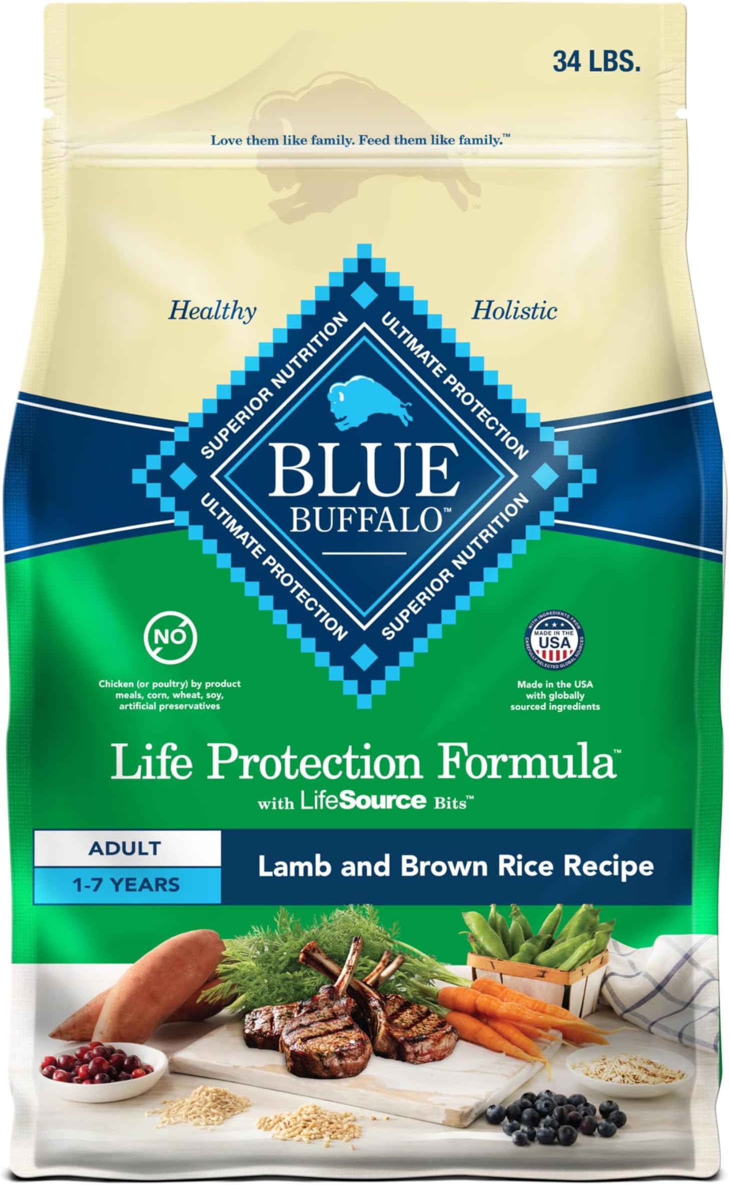 - Life Protection Formula Adult Dry Dog Food, Helps Build and Maintain Strong Muscles, Made with Natural Ingredients, Lamb & Brown Rice Recipe, 34-lb. Bag