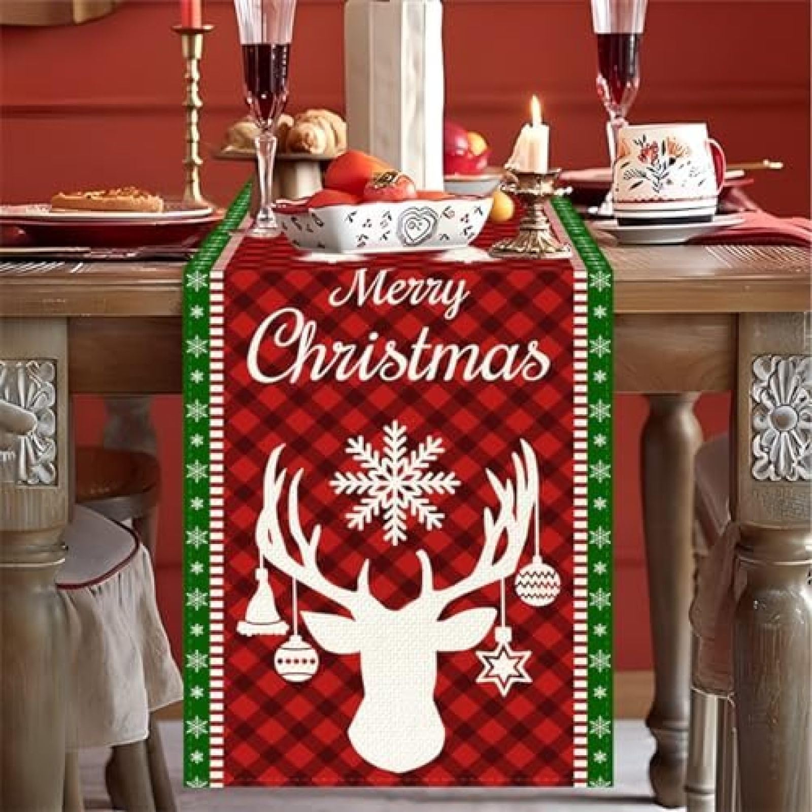 Camino De Mesa Camino De Mesa De Ciervos Navideños para Decoración De Bodas, Fiestas Navideñas, Mantel Antideslizante, Decoración De Mesa Moderna A Prueba De Manchas, 30x220 Cm,30x200cm
