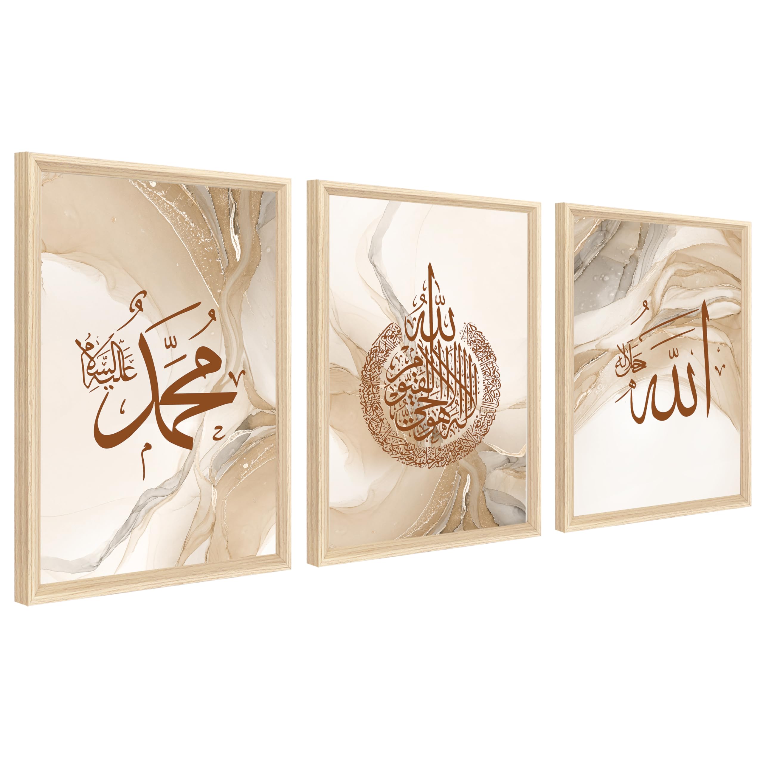3Pcs Wooden Framed Boho Canvas Wall Art Orange Abstract Leaves And Sun Painting Canvas Prints Nordic Minimalist Geometric Picture for Living Room Bedroom Hallway Home Wall Decor 120x60cm(16"x24"x3pcs) — view 11