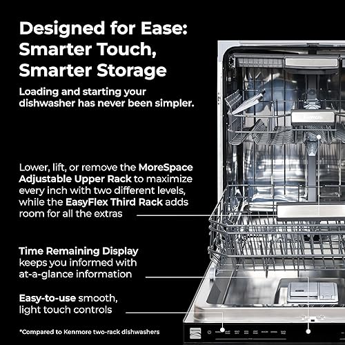 Miniatura 5 de Kenmore 22-14679 - Lavavajillas empotradas de 24 pulgadas - UltraWash Plus, TurboDry, tercer estante EasyFlex y ciclo de lavado inteligente - 15