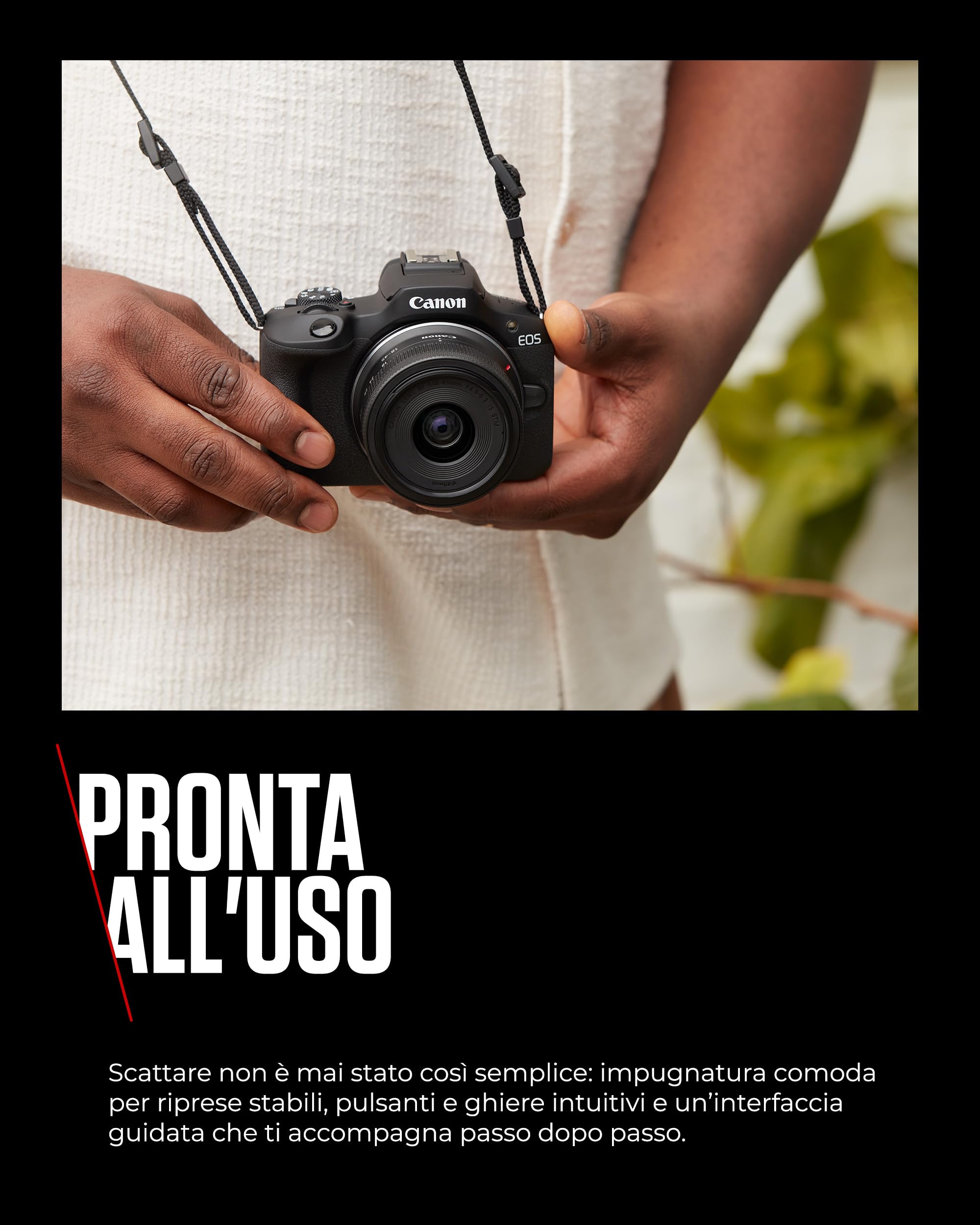 Canon EOS R100 + RF-S 18-45mm IS STM & RF-S 55-210mm IS STM Lenses - Fotocamera Mirrorless APS-C da 24,1 MP, Dual Pixel CMOS AF, Videocamera 4K, Scatto Continuo 6,5 fps - Wi-Fi, Bluetooth