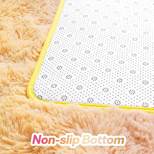 Miniatura 4 de junovo Alfombra de área degradada rosa y amarilla de 4 x 6 pies y alfombra arcoíris para dormitorio y habitación de niños