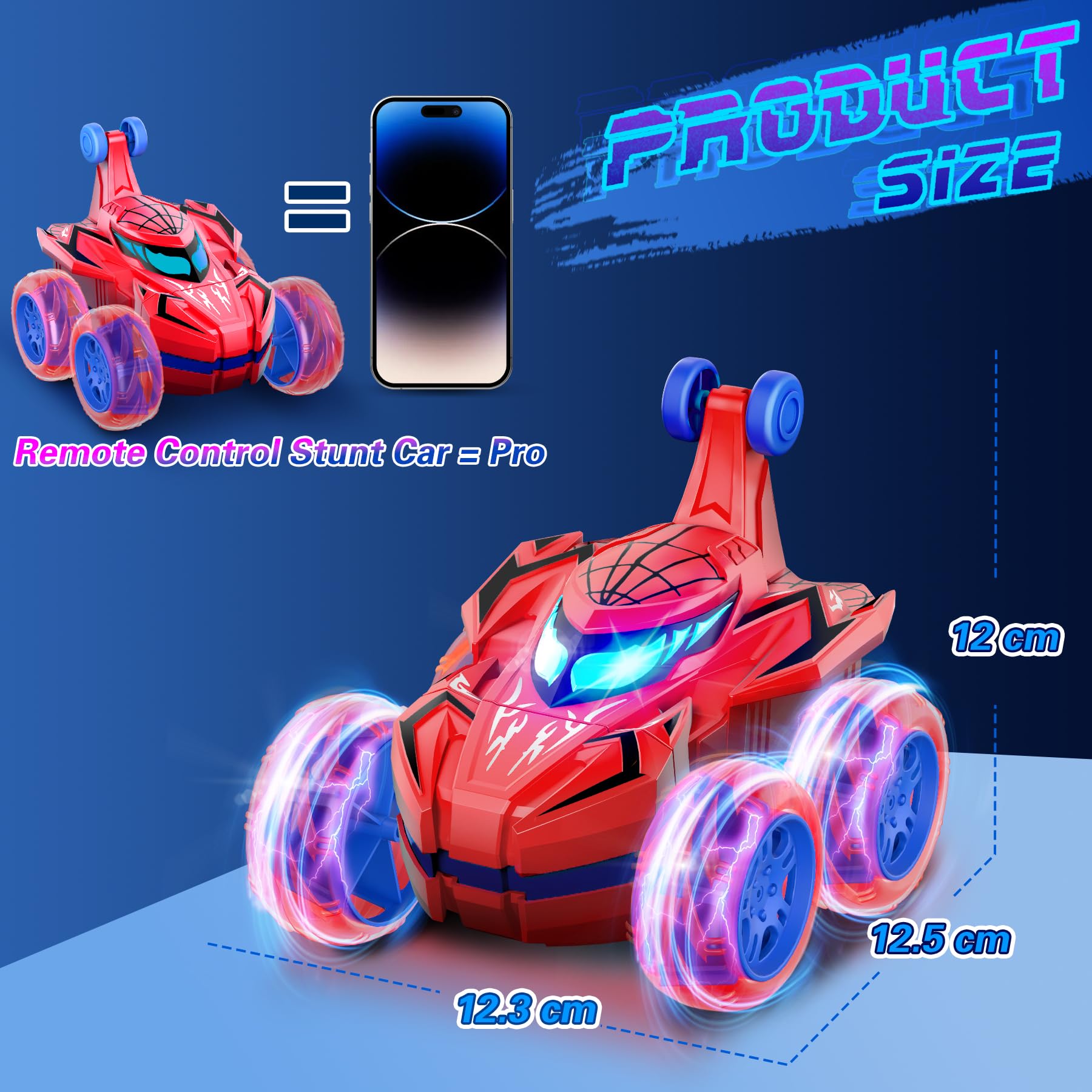 Ophy Macchina Telecomandata per Bambini, Giochi Bambini 3 4 5 6 7 8 9 Anni, Regalo Bambino 3 4 5 6 7 8 9 Anni, Giocattolo per Auto Telecomandata Acrobatica per bambini, Spider Car