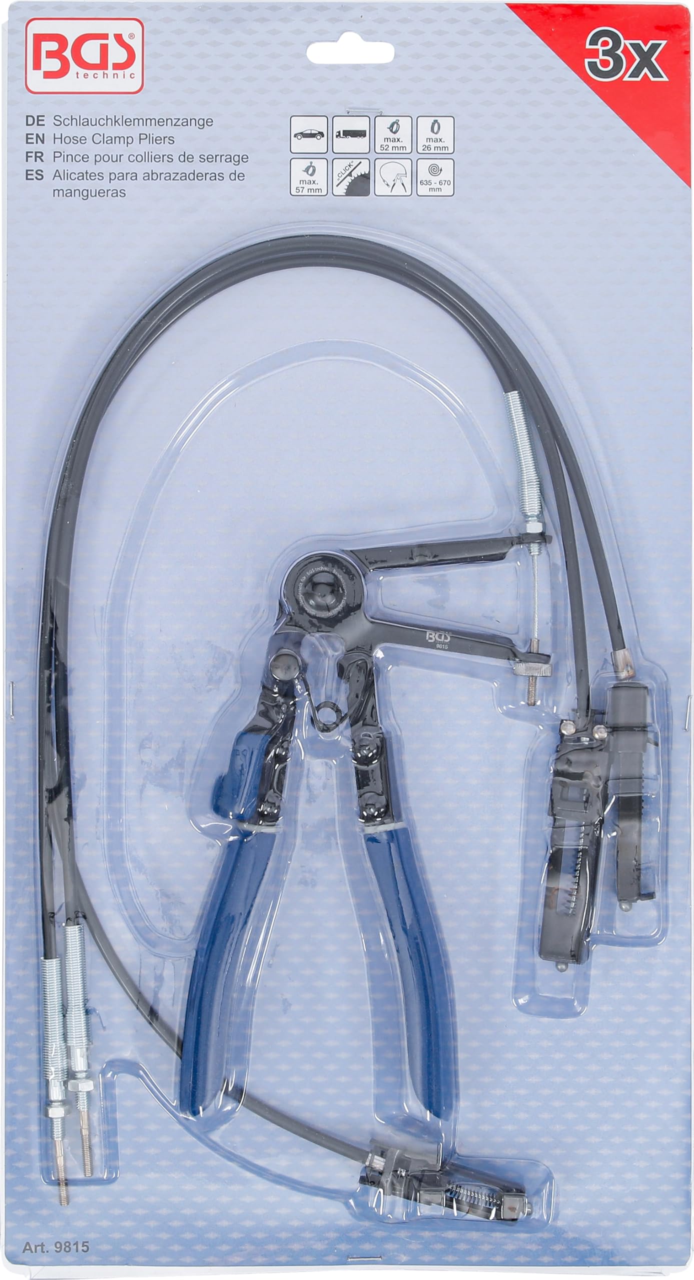 BGS 9815 | Pince pour colliers de serrage | avec câbles Bowden interchangeables | 635-670 mm