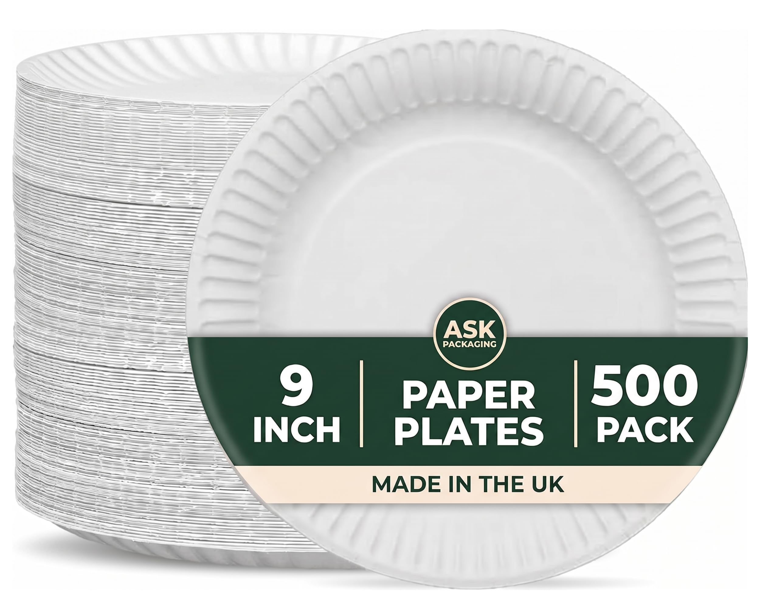500 Pack Paper Plates 9 Inch 23cm, Strong Heavy Duty Disposable Plates
