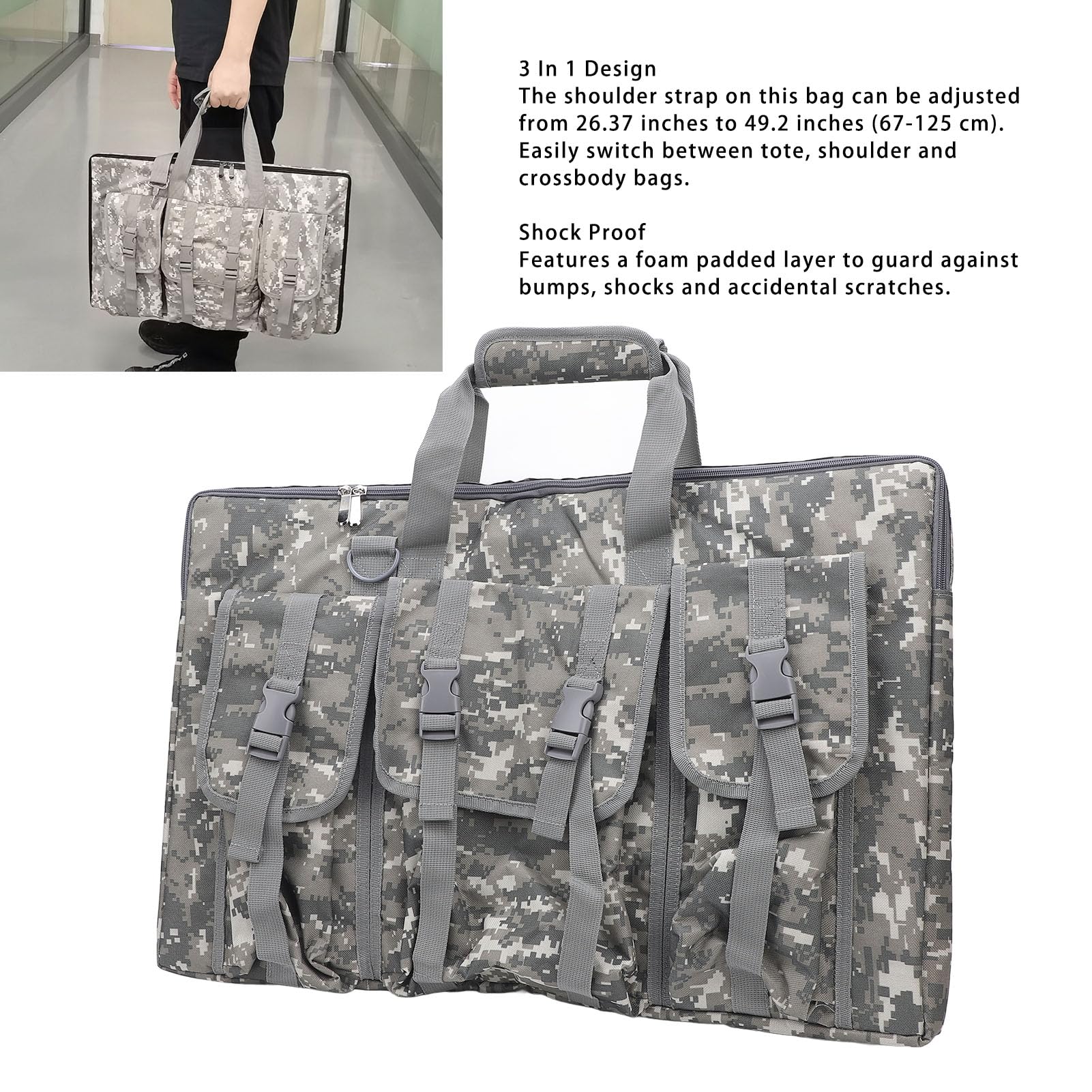 Asixxsix Borsa organizer per accessori elettronici, design 3 in 1: custodia antiurto, custodia impermeabile per cavi, organizer con tracolla regolabile per caricabatterie