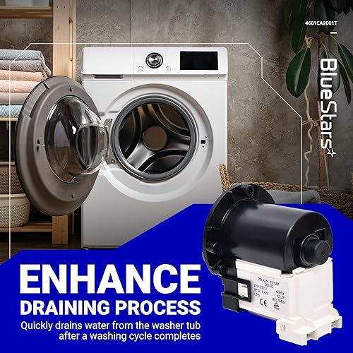 Miniatura 7 de BlueStars 4681EA2001T Motor de bomba de drenaje de lavadora para Kenmore LG - Reemplazar AP5328388 4681EA1007G P5328388 2003273, 4681EA1007D,