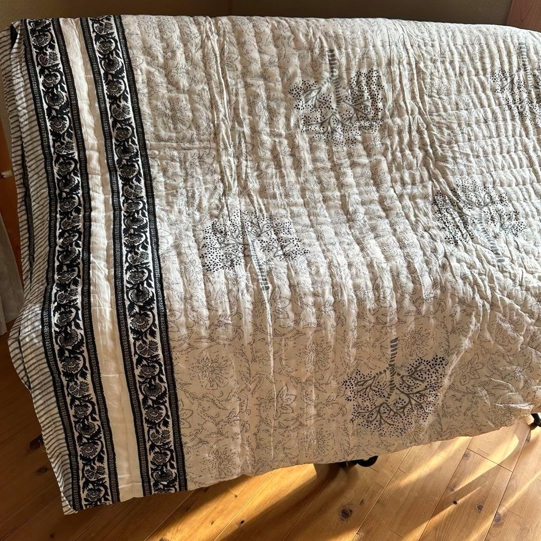 インドのキルト布団 ハンドブロックプリント インドのキルト布団