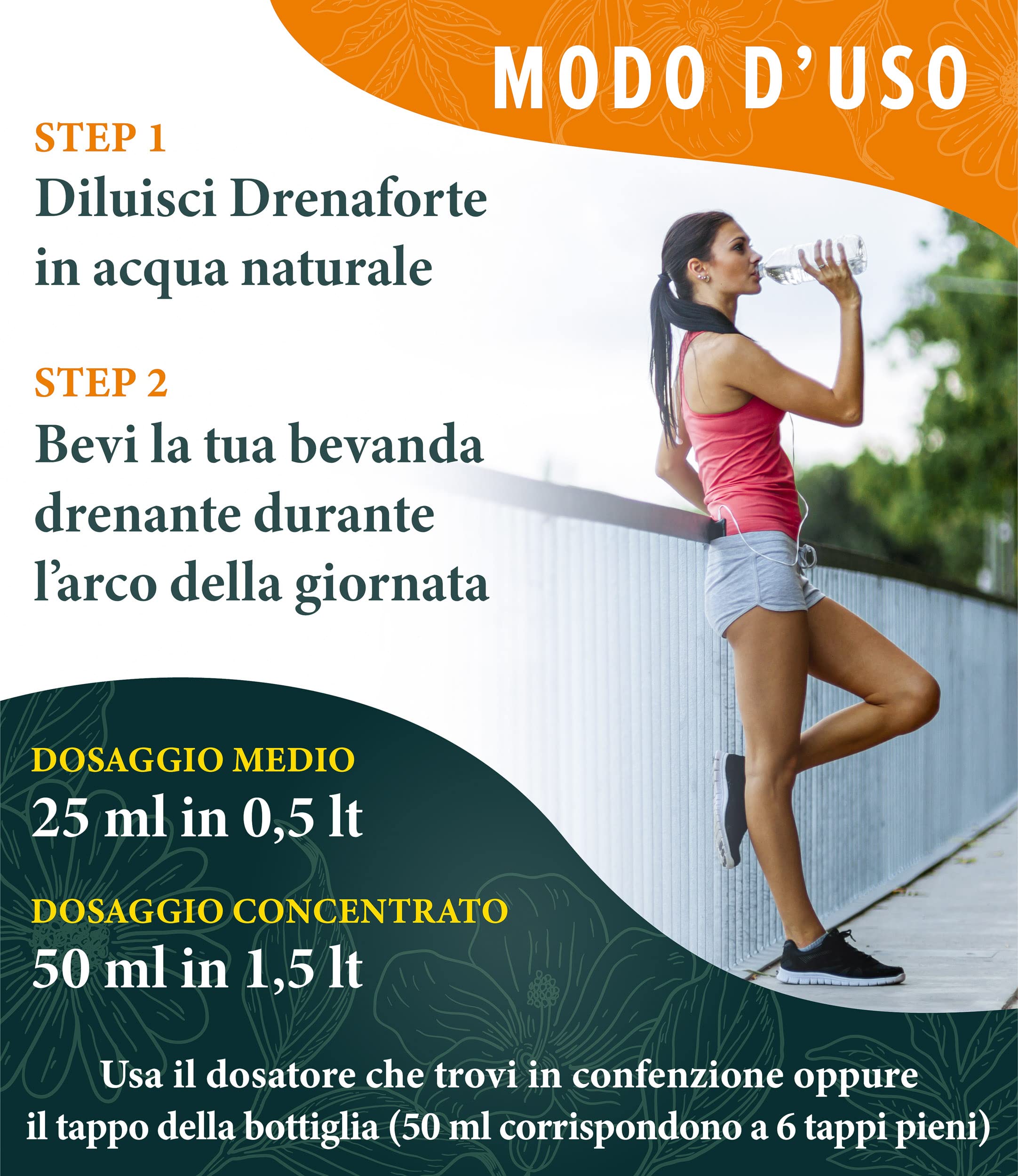 Drenaforte | Drenante forte, Concentrato di 6 Estratti Naturali, Drenante, Diuretico, Detox, Depurativo Naturale, Ritenzione Idrica | Maracuja e Pesca, Vegano, 500 ml
