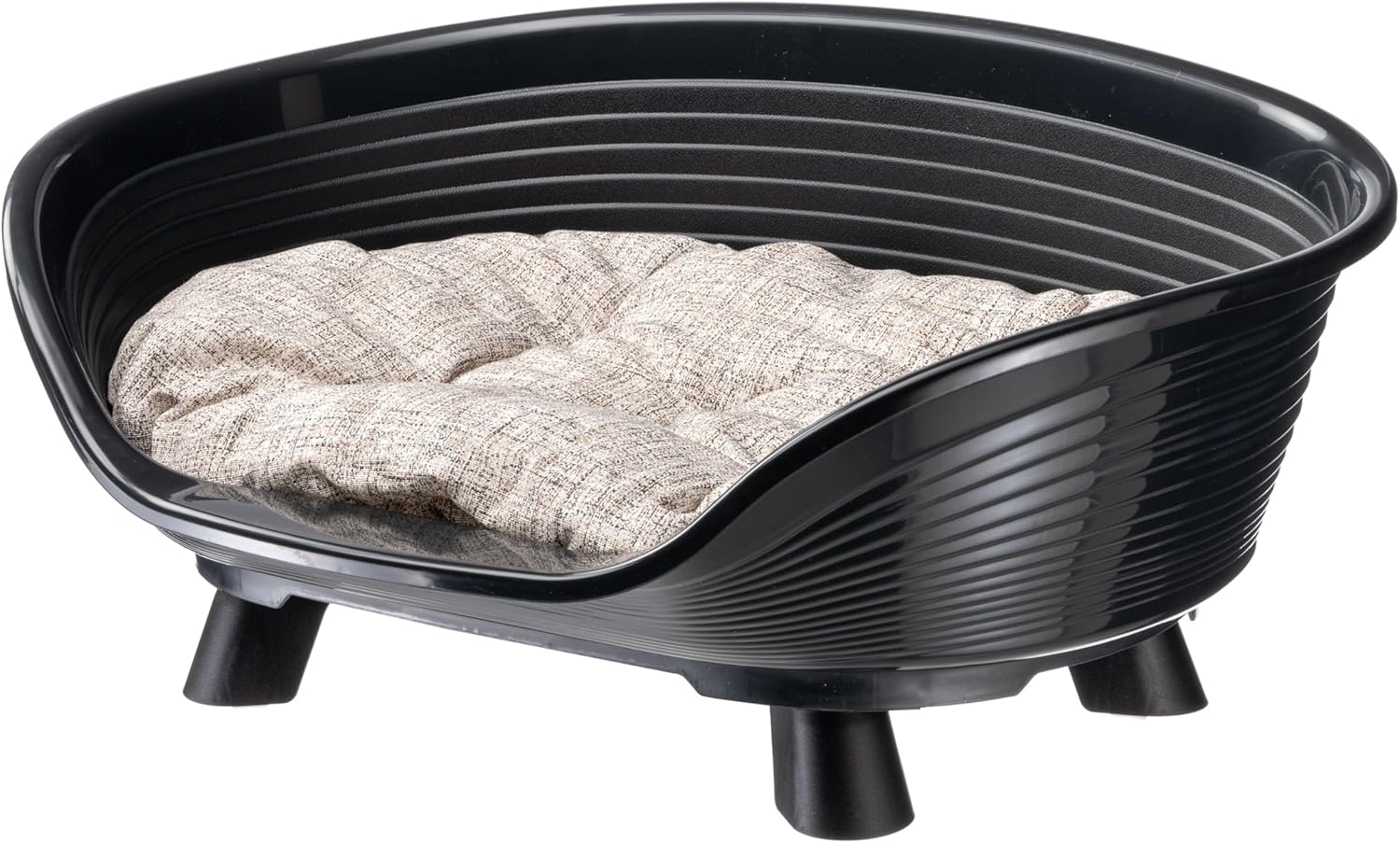 Ferplast Dog Bed & Cat Bed with Cotton Cushion, Raised Dog Bed, Plastic Dog Bed Small, Dog Bed Washable, Dog Basket, Cat Basket, Breathable & Antislip, THRONE 61,5 x 45 x h 26 cm, Black 5