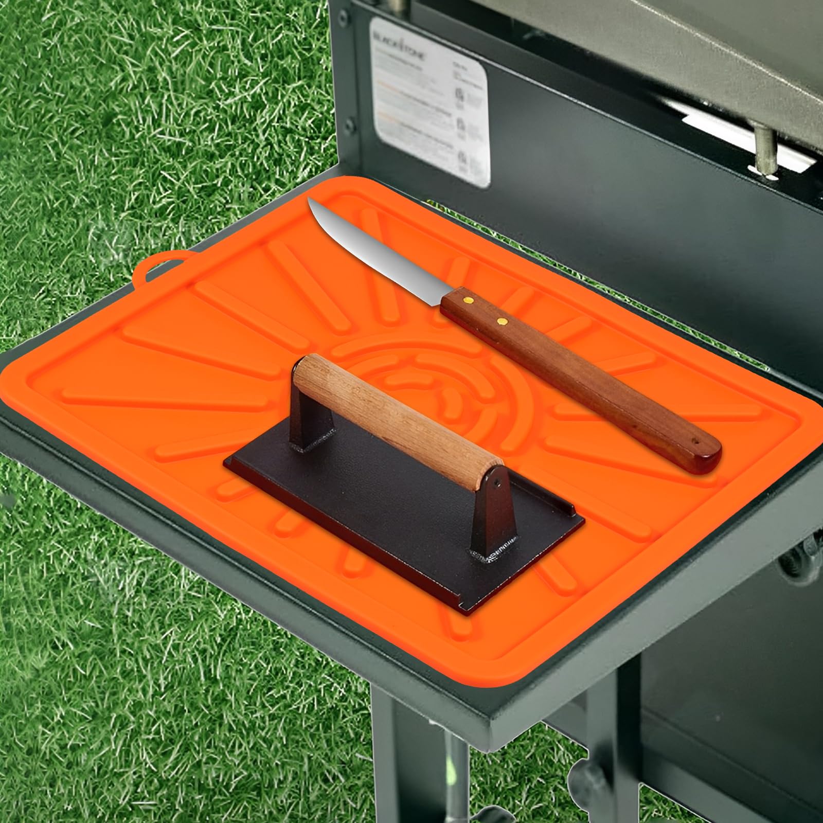 Silicone Spatula Mat, Heat Resistant Grill Side Shelf Mat,Silicone Utensil Rest Pad, Food Grade Grill Utensil Holder Mat Silicone Griddle Tools Mat Griddle Utensil Mat for Grill 14.2 x 11.2 Inch