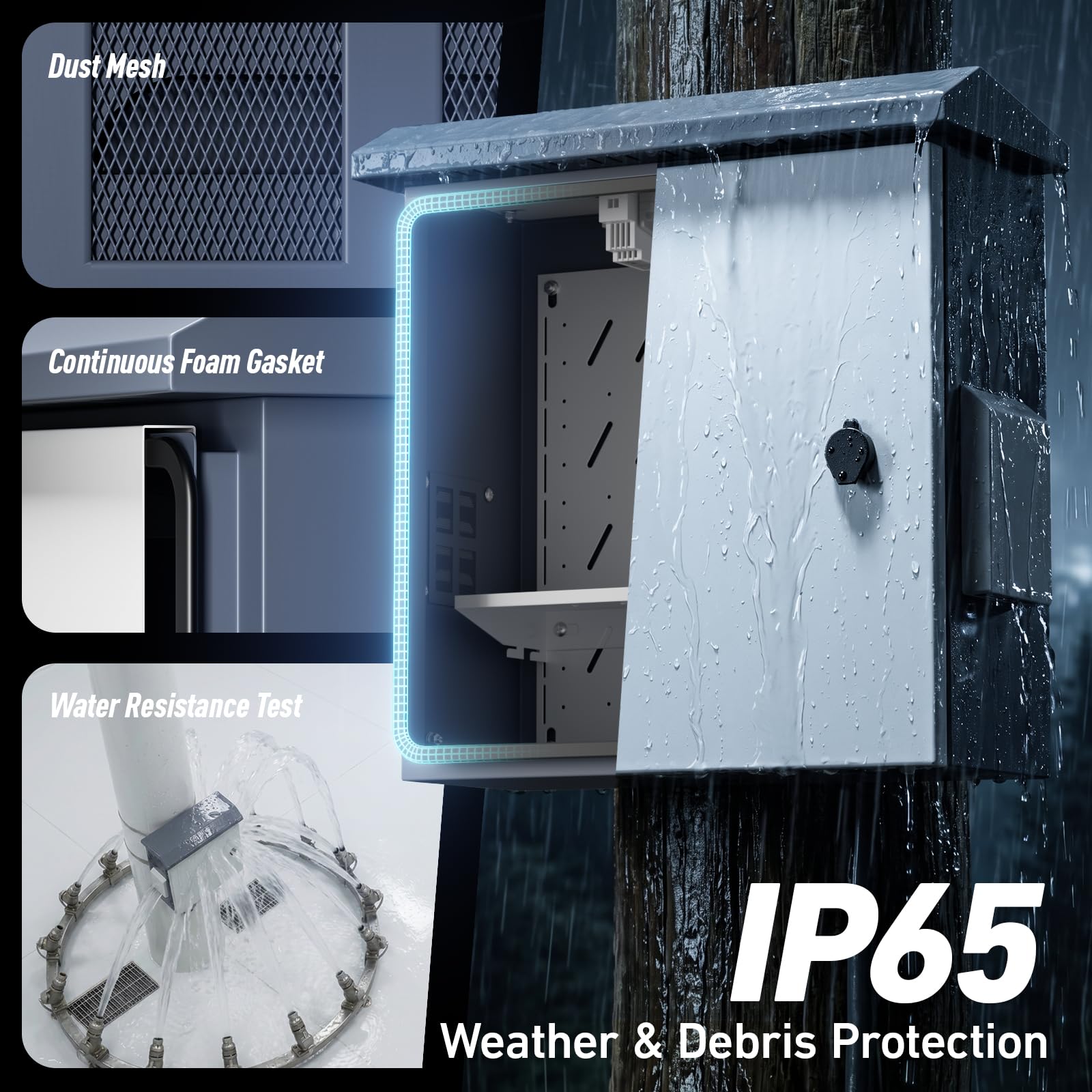 Outdoor Electrical Box with Thermostat Fan, IP65 Steel Enclosure — Amazon image 5