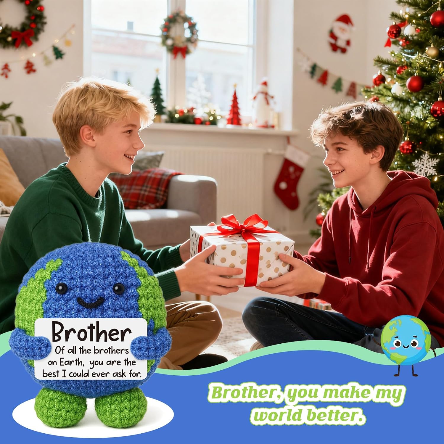 YEUYUQIU Gifts for Brother from Sister Brother - Handmade Crochet Earth