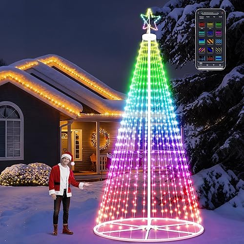 Miniatura 9 de Árbol de Navidad Inteligente LED de 5 Pies - Árbol de Navidad Iluminado para Exteriores e Interiores Decoraciones de Árbol de Navidad Árbol Cónico