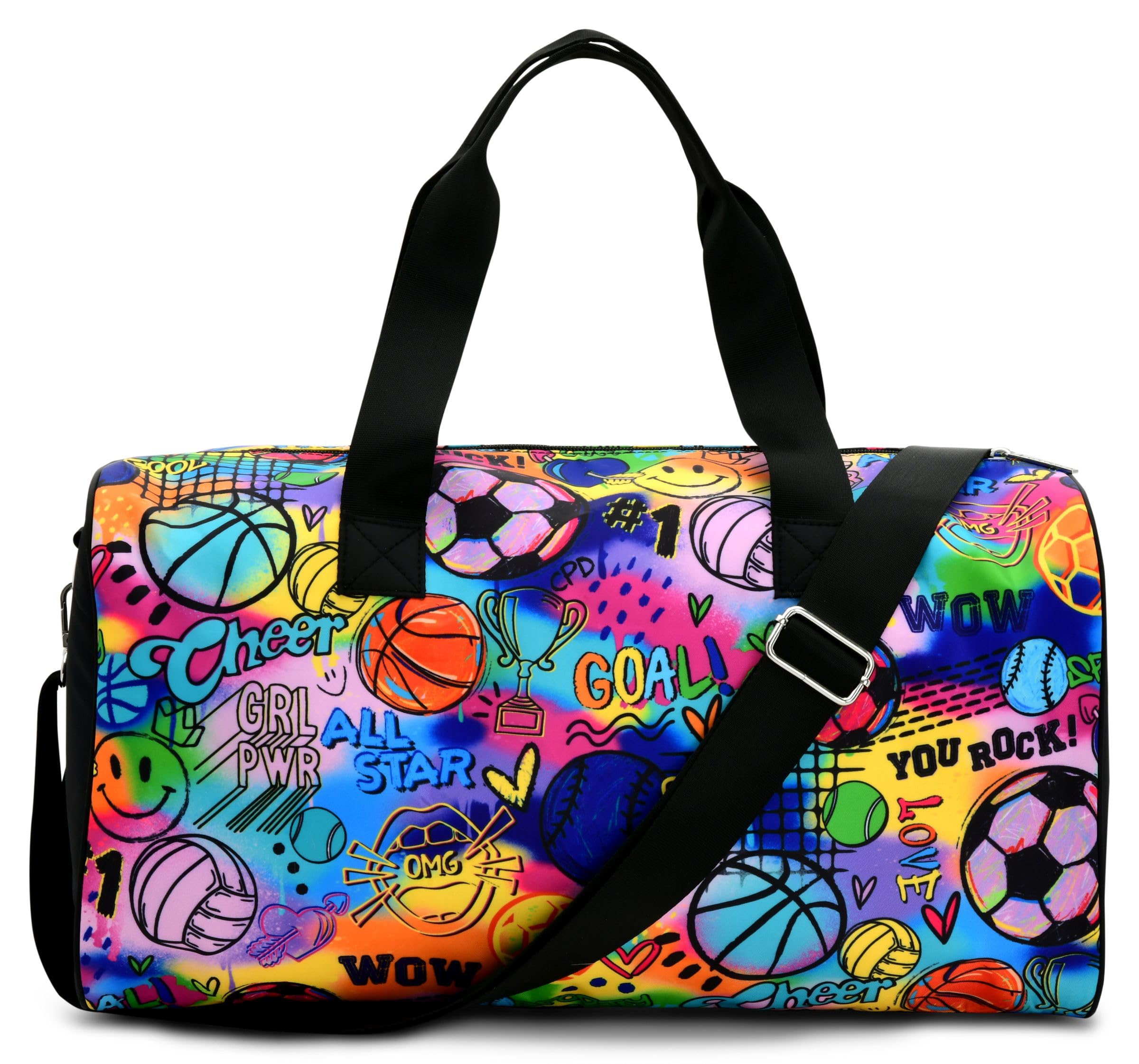 iscreamCorey Paige 17.25" x 10" Duffle Bag with Sturdy Nylon Exterior for Sport and Travel with Adjustable Strap - Sporty Girl