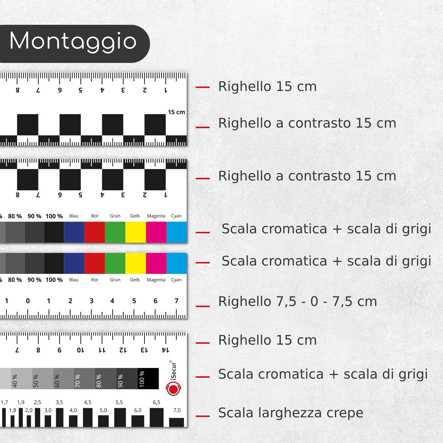 iSecur Set 4 Righelli Magnetici 15 cm per Esperti Fessura Crepe Veicolo