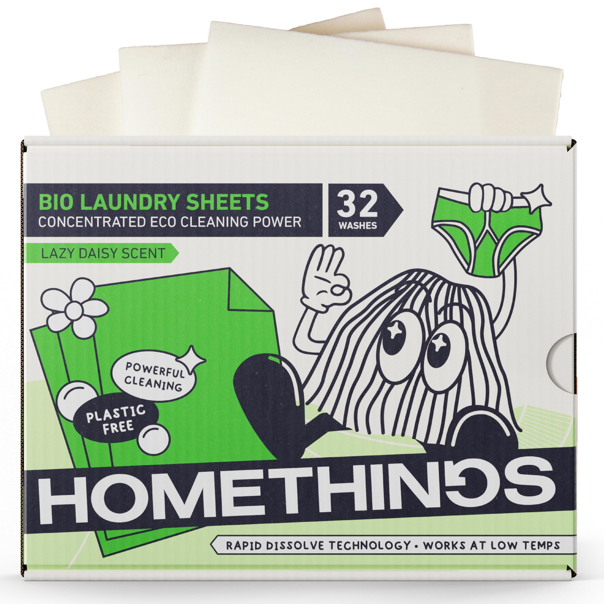 – Bio Laundry Detergent Sheets | Super-Concentrated Eco & Biodegradable Laundry Sheets | Powerful Bio Cleaning Strips | Floral Lazy Daisy Fresh Fragrance | Compact, Space-Saving | x32 |