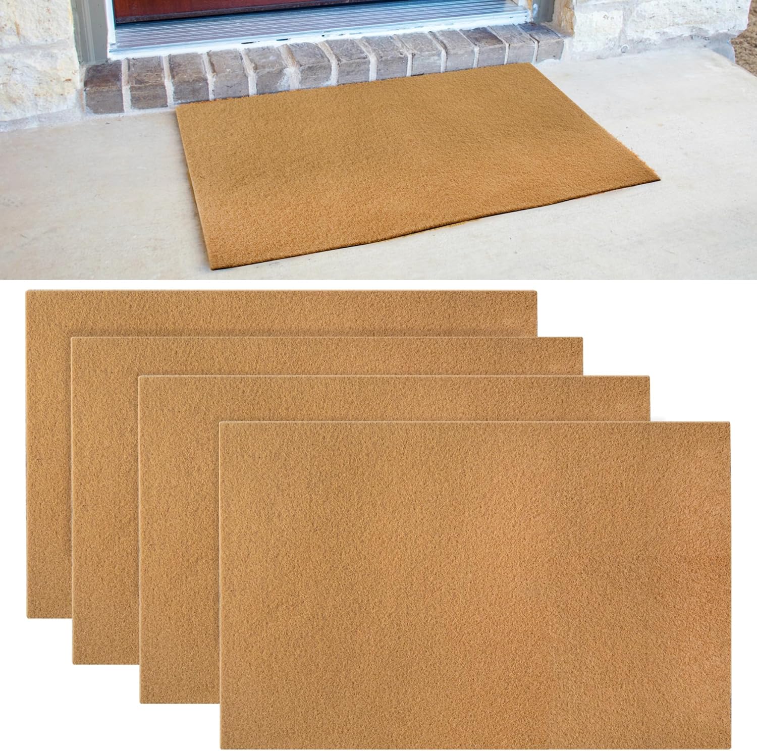 6 Pack Blank Door Mats for Crafting and Painting, 30x17 Inch Artificial Coir Doormat Outdoor, Non-Slip Rubber Backing Welcome Mats for Indoor/Outdoor Front Porch Entryway