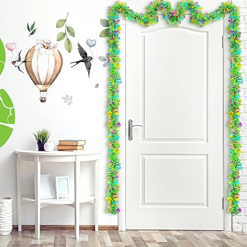 Miniatura 6 de Guirnalda de oropel de Mardi Gras de 19.7 pies, guirnalda de Pascua artificial de carnaval, guirnalda metálica colgante con purpurina, decoración