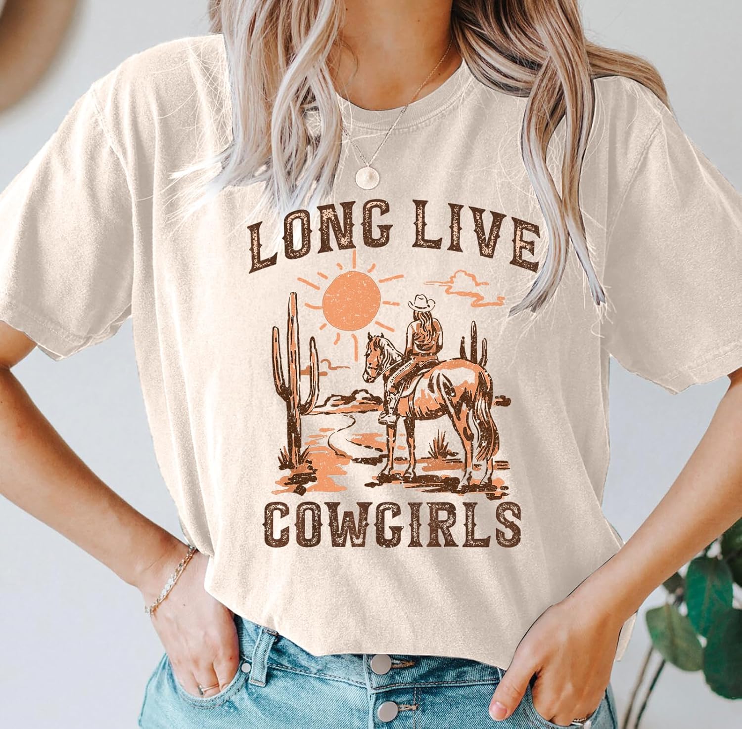 Cowboys Boots Shirts Women Long Live Western Vintage Cowgirl Graphic Tees Funny Letter Print Country Music Tshirt - Image 5
