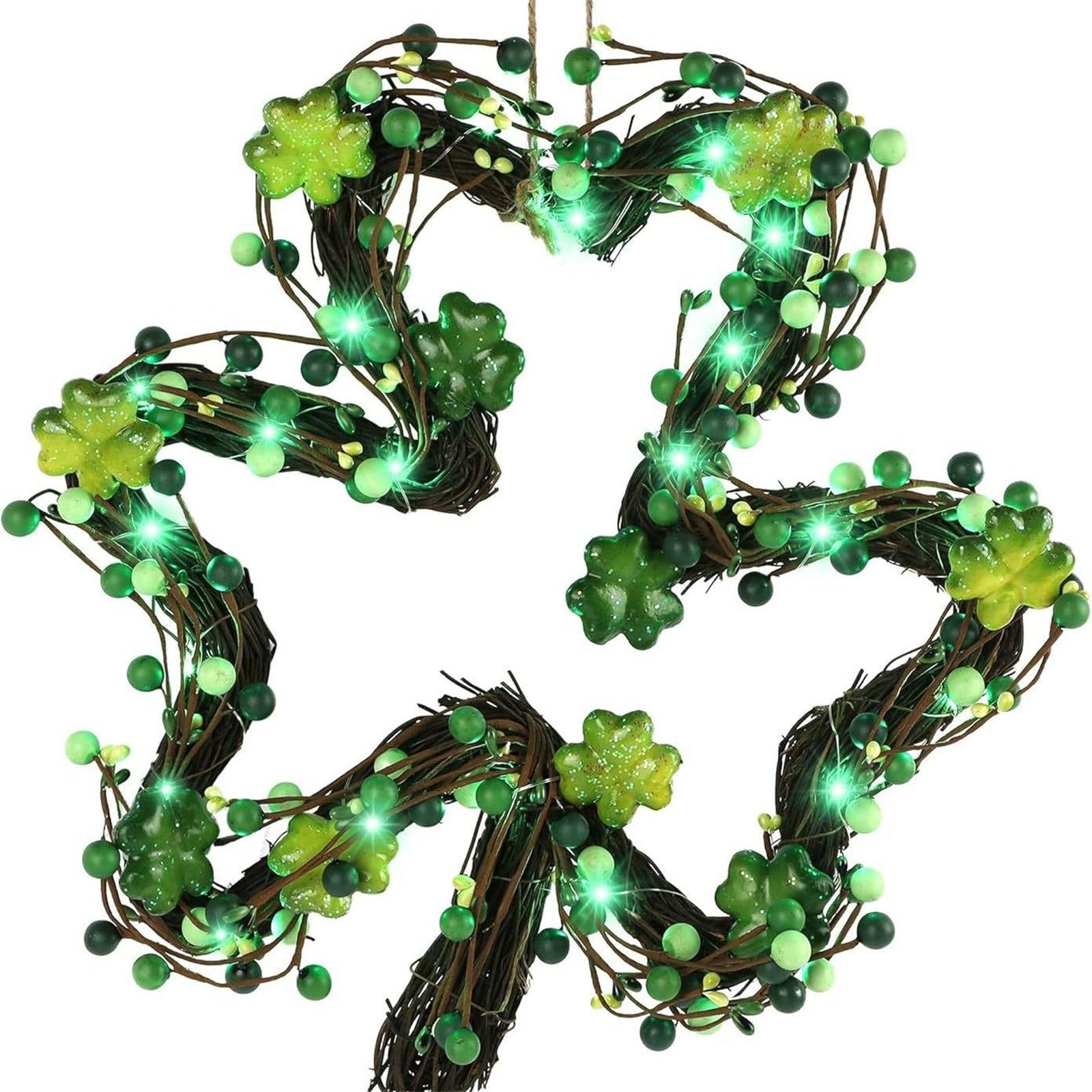 Meiliyizu Indoor Outdoors Use Shamrocks Wreath Decoration Easy Hanging Garlands for Patrick ' s Day Event and Gatherings Gift Wreath