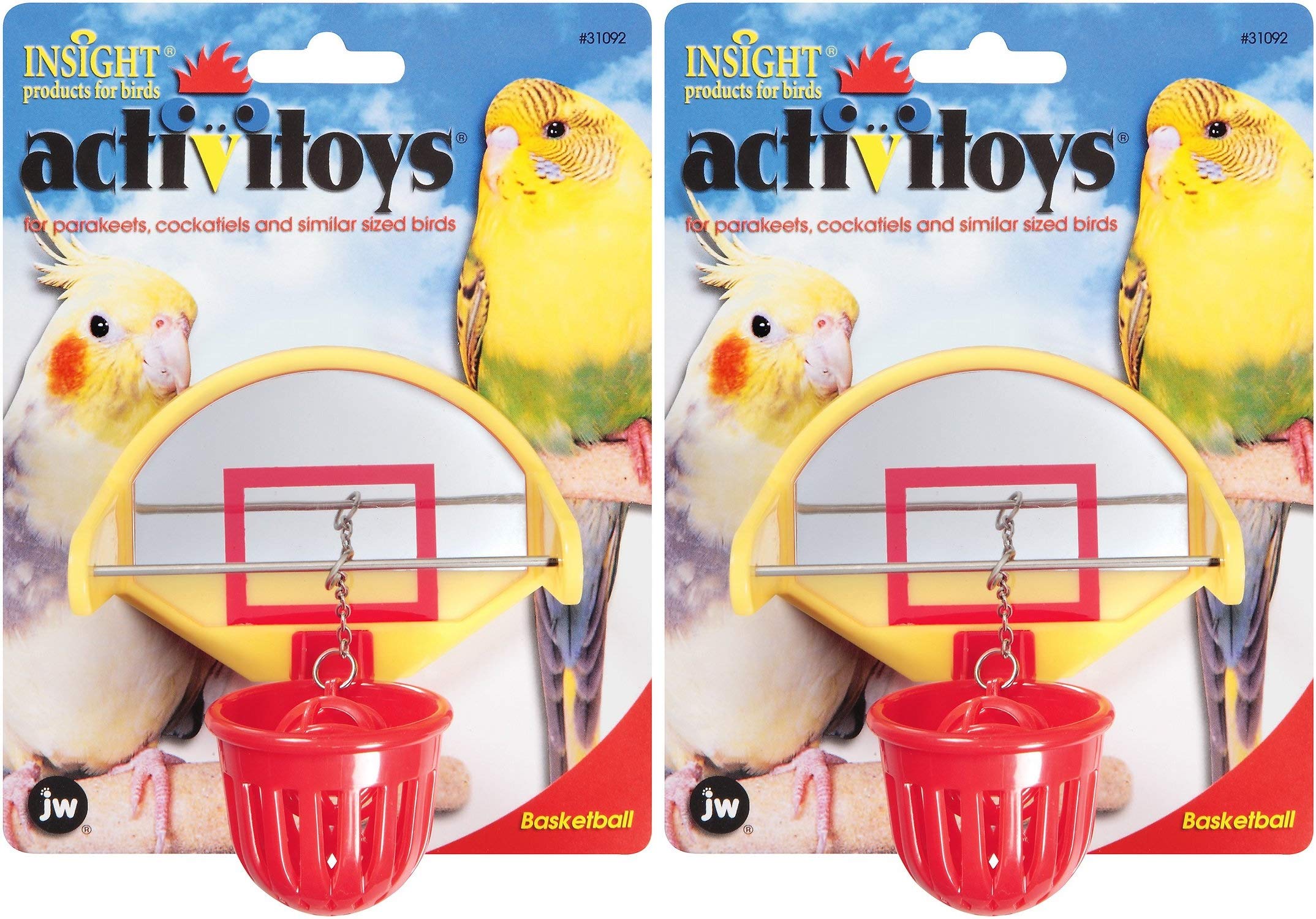 JW(2 Pack) Pet Activitoy Birdie Basketball Mirrored Backboard Toy
