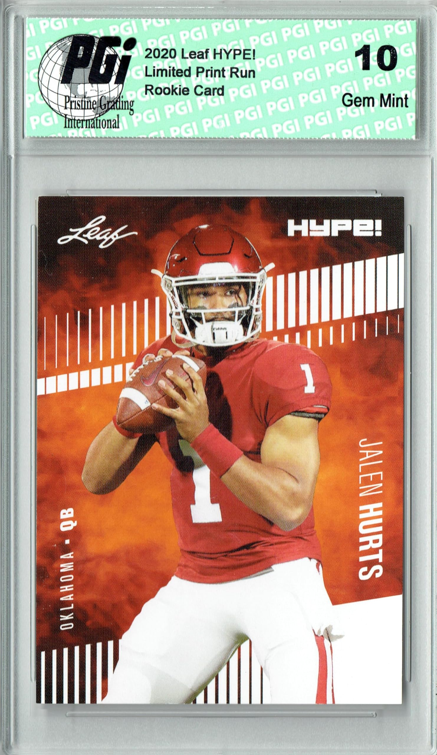 Jalen Hurts 2020 Leaf HYPE #28 Only 5000 Made Rookie Card PGI 10